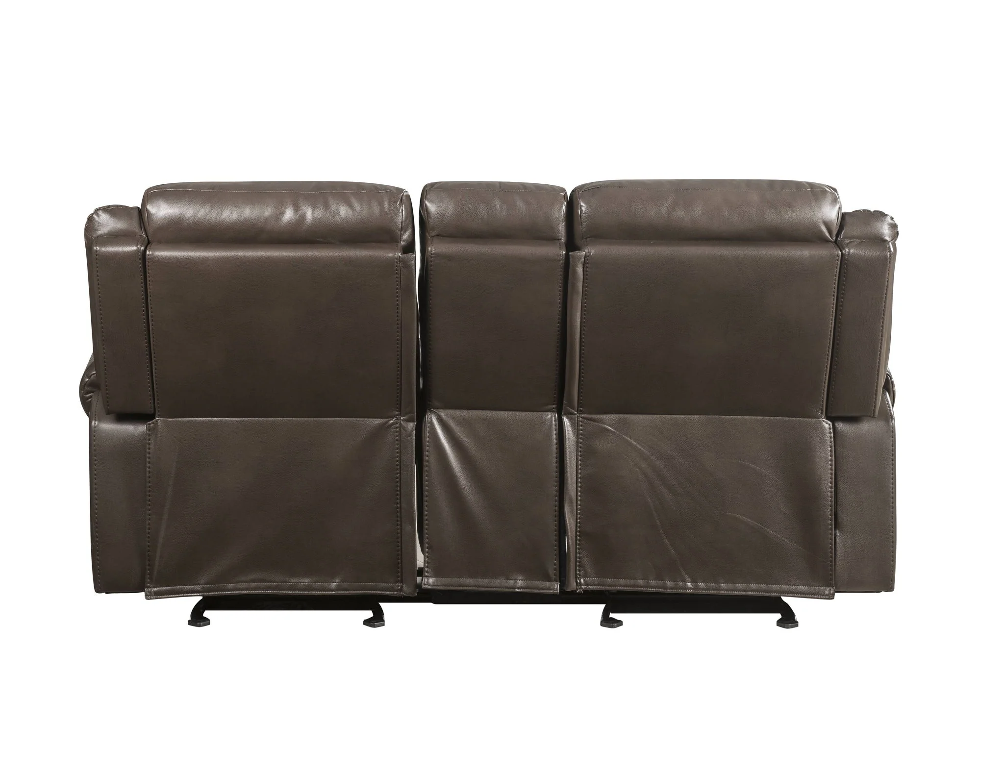 Lydia - Leather Aire Motion Loveseat With USB Console - Brown - Image 4