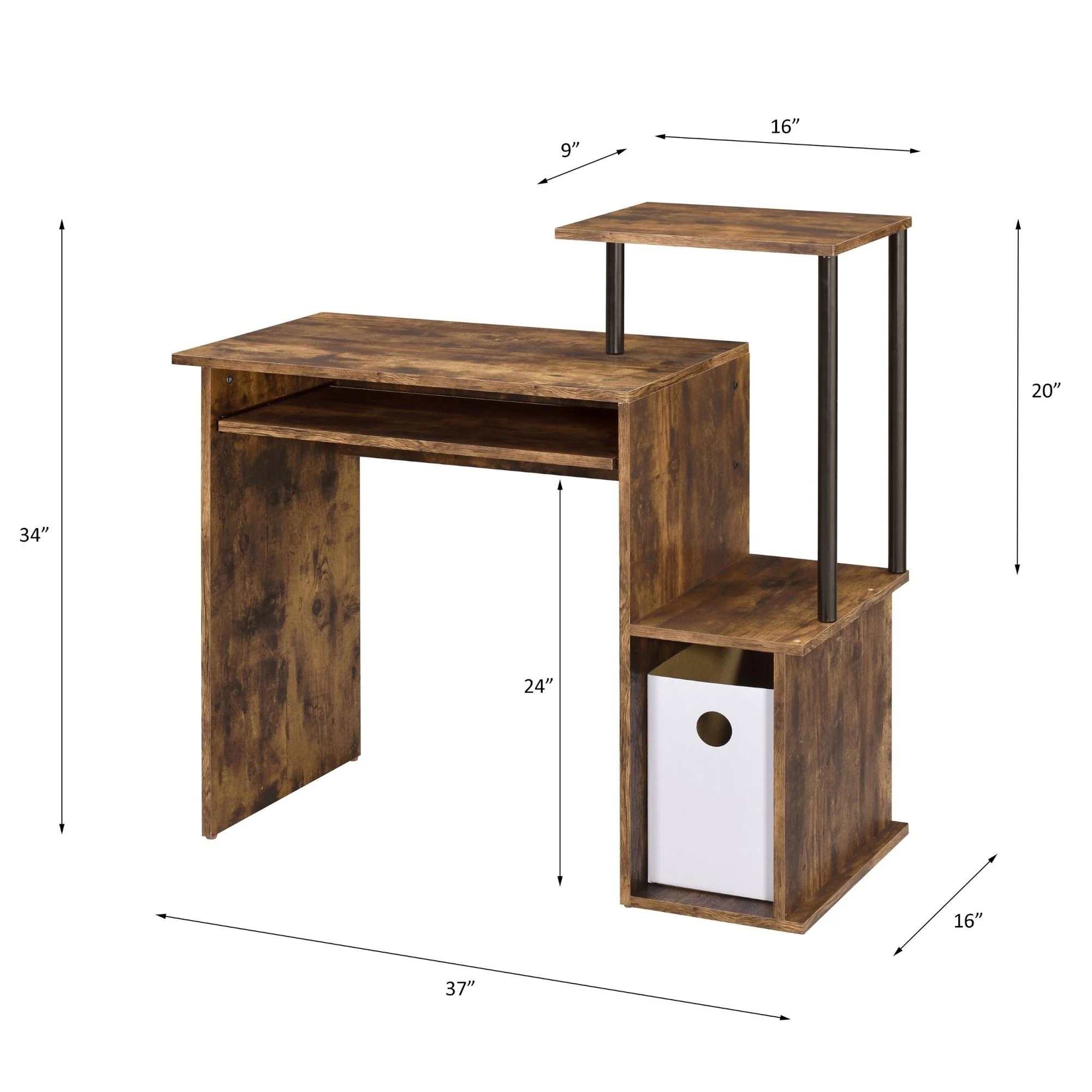 Lyphre - Computer Desk - Weathered Oak / Black - Image 2