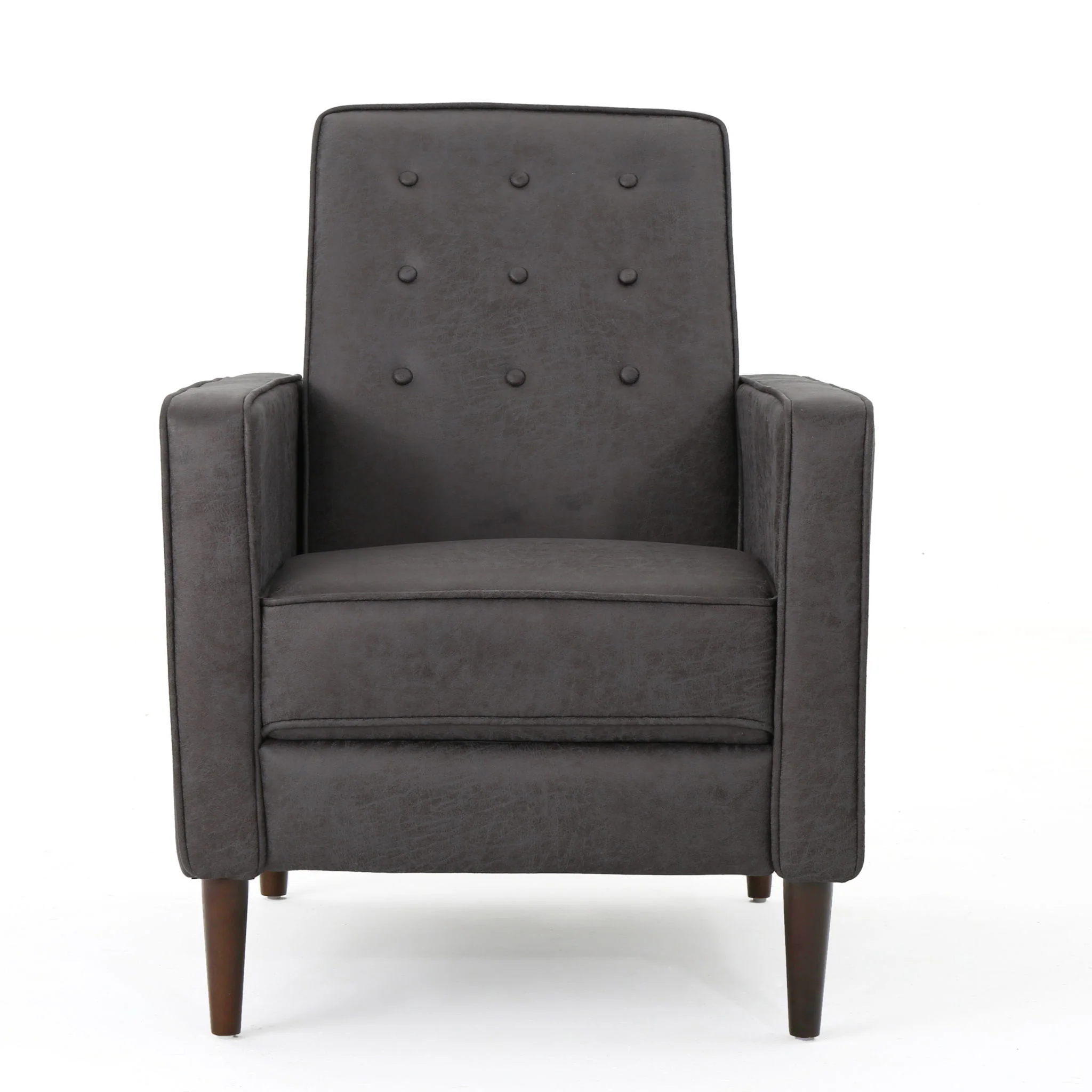 Macedonia - Mid Century Modern Button Tufted Fabric Recliner - Slate