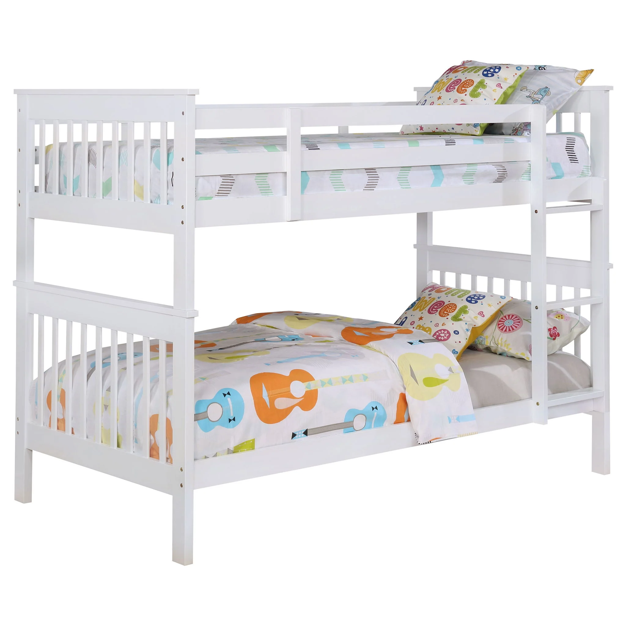 Madison - Twin Over Twin Bunk Bed With Slatted Design - White - Image 2