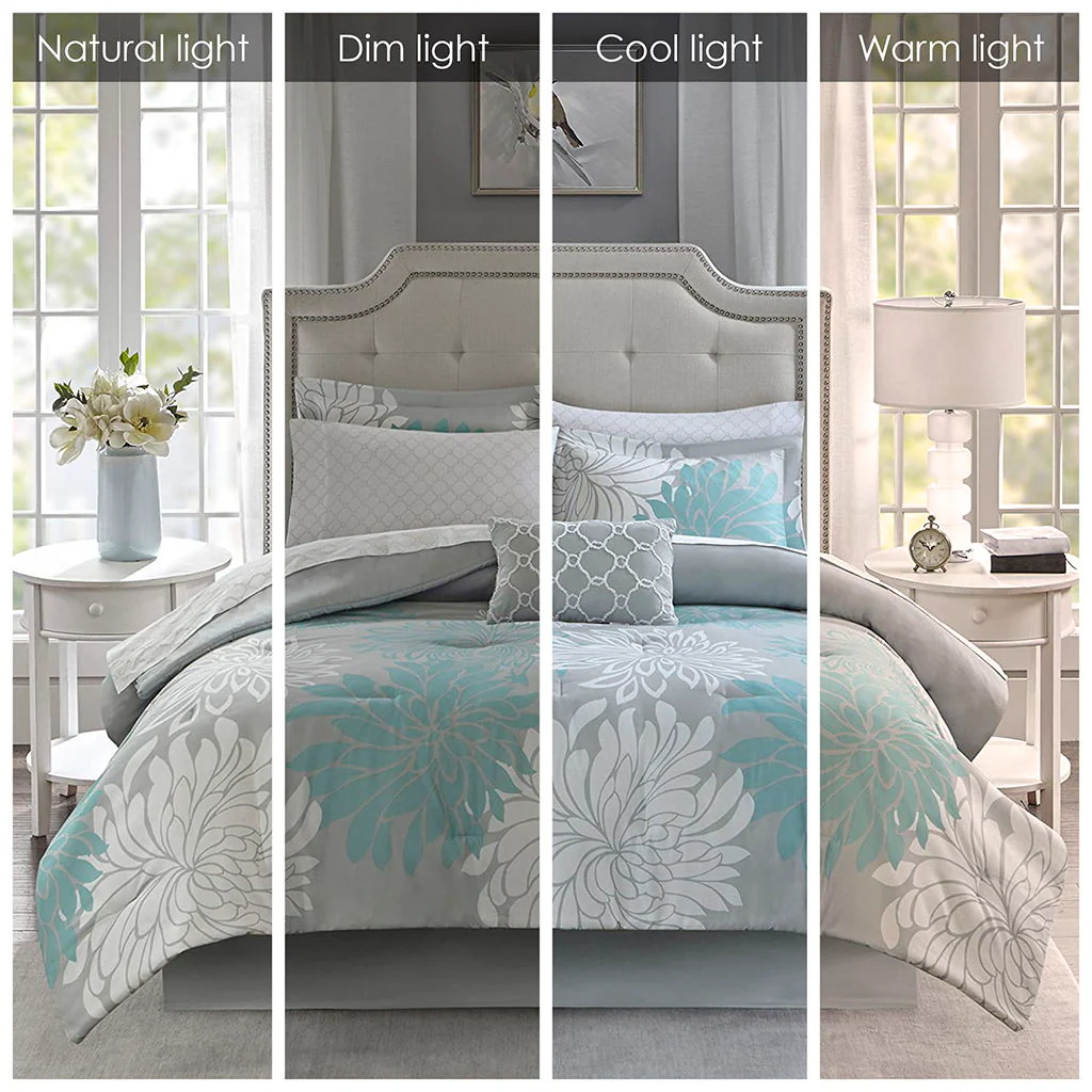Maible - Twin Complete Comforter And Sheet Set - Aqua - Image 2