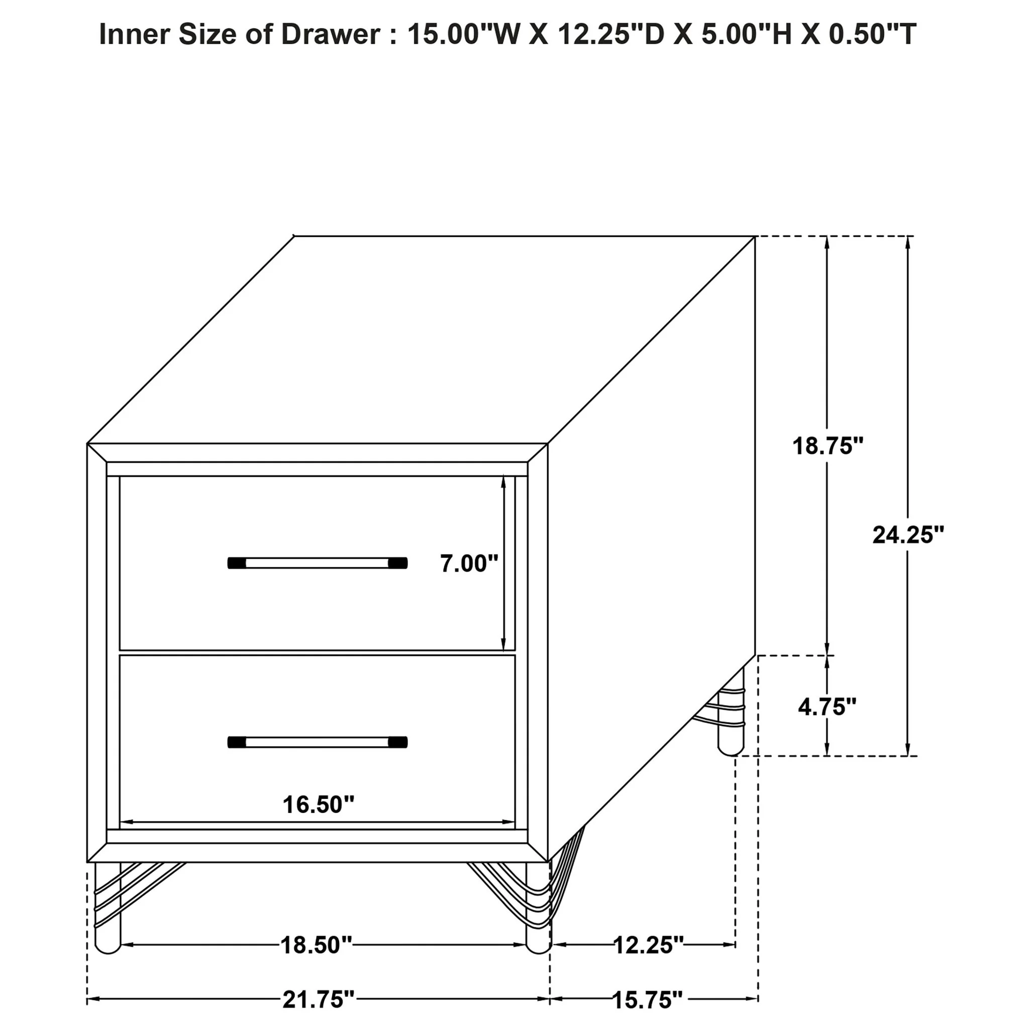 Malcolm - 2 Drawer Nightstand - Black - Image 2