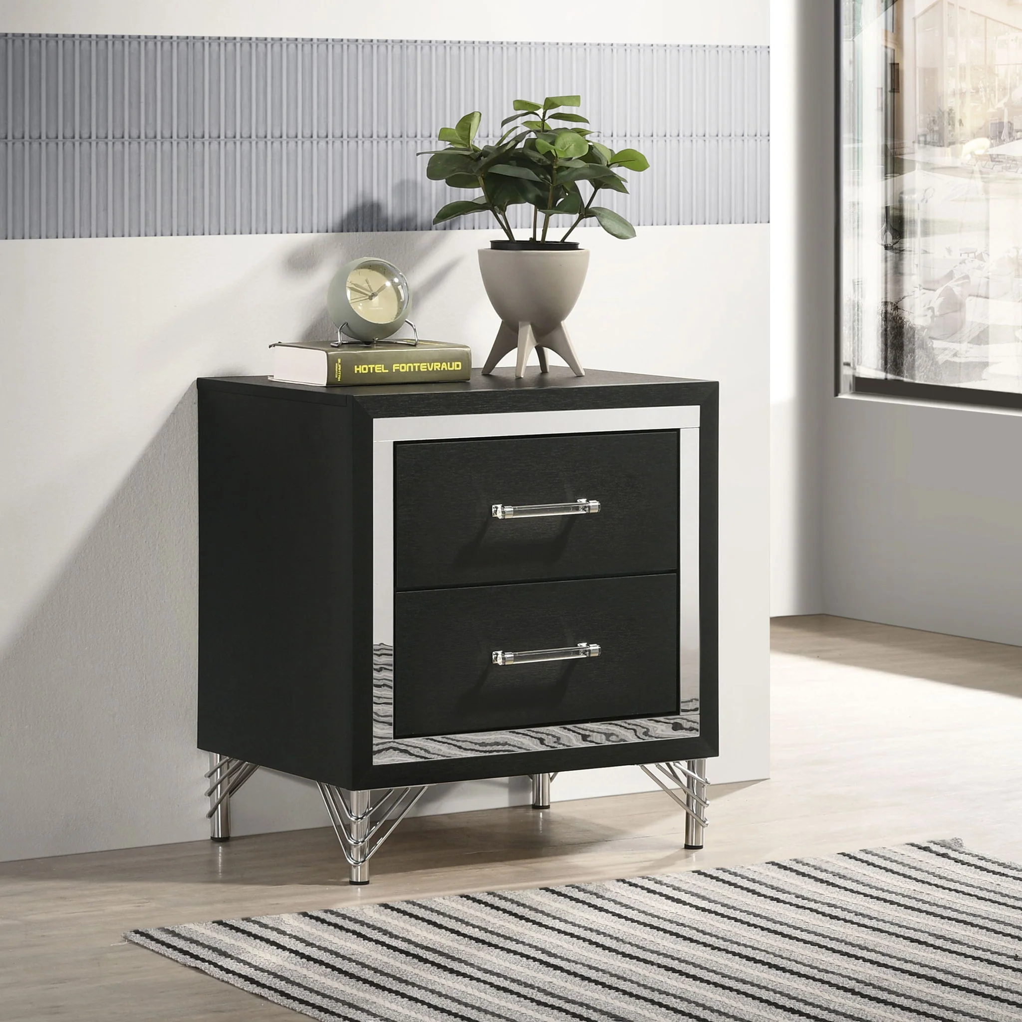 Malcolm - 2 Drawer Nightstand - Black - Image 3