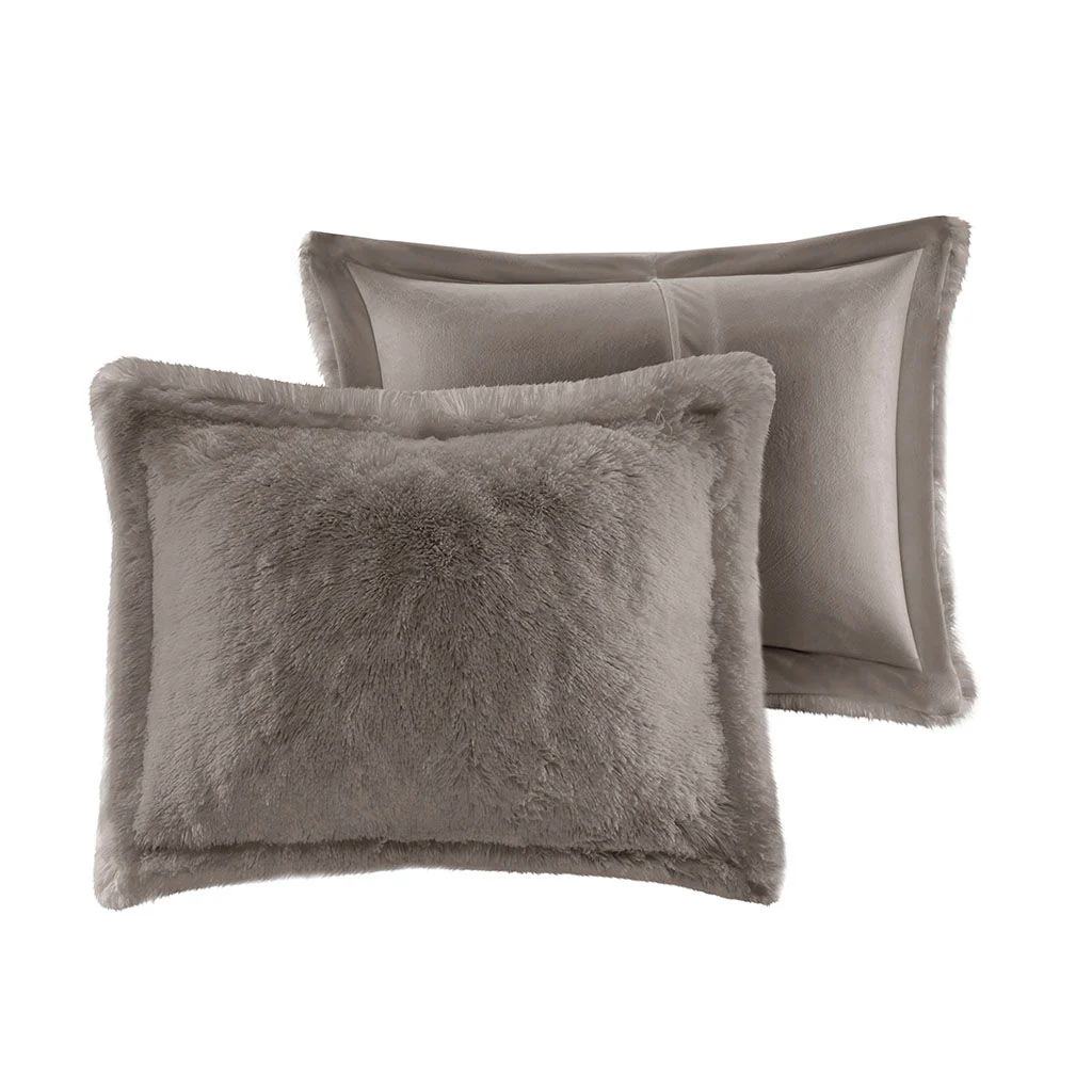 Malea - King Shaggy Duvet Cover Set - Gray - Image 4