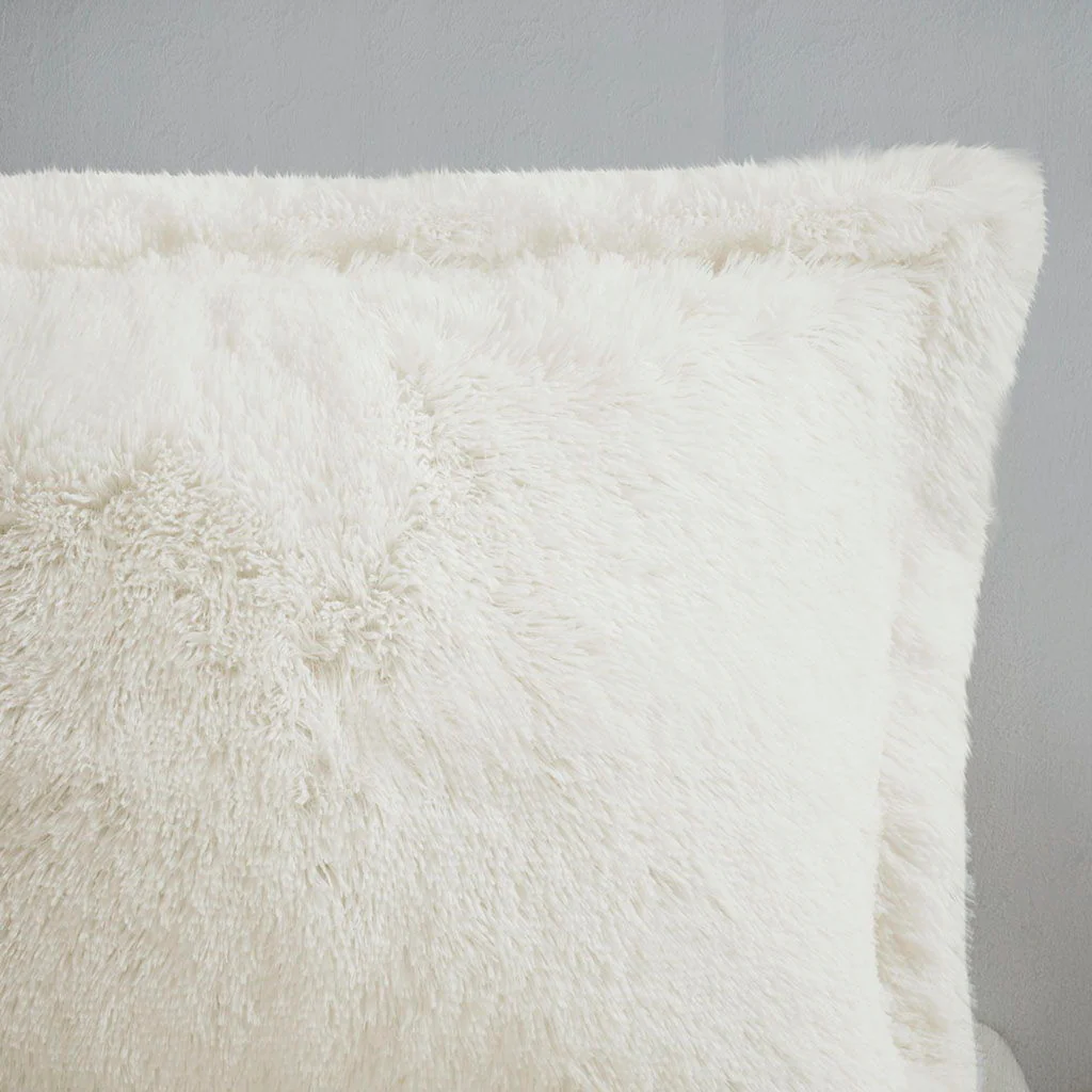 Malea - King Shaggy Duvet Cover Set - Ivory - Image 3