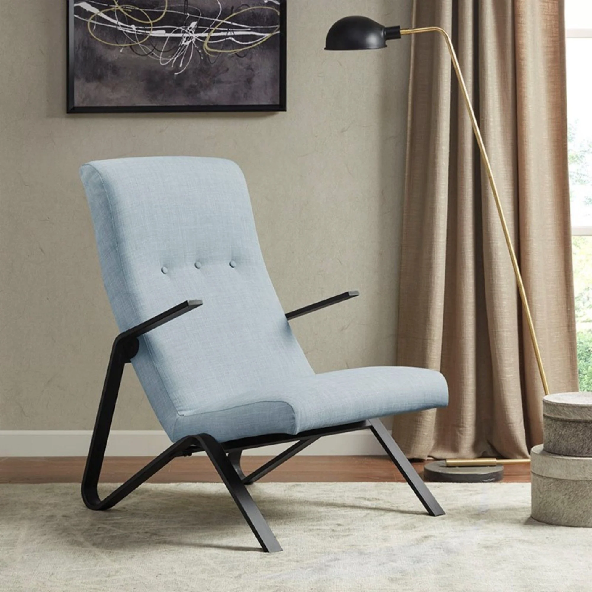 Manhattan - Accent Chair With High Back Support - Light Blue - Image 4