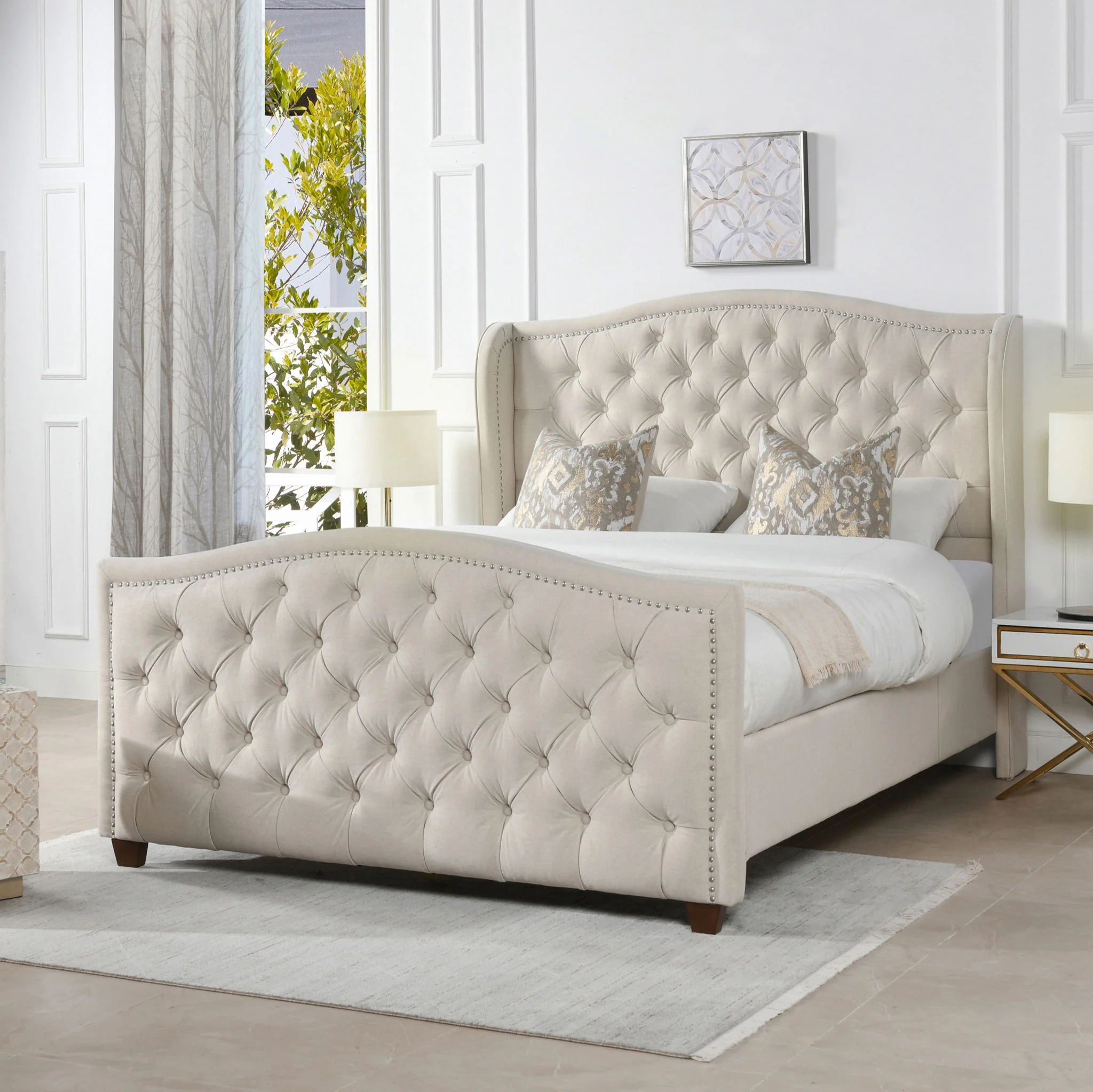 Marcella - Upholstered Shelter Headboard Bed Set - Image 24