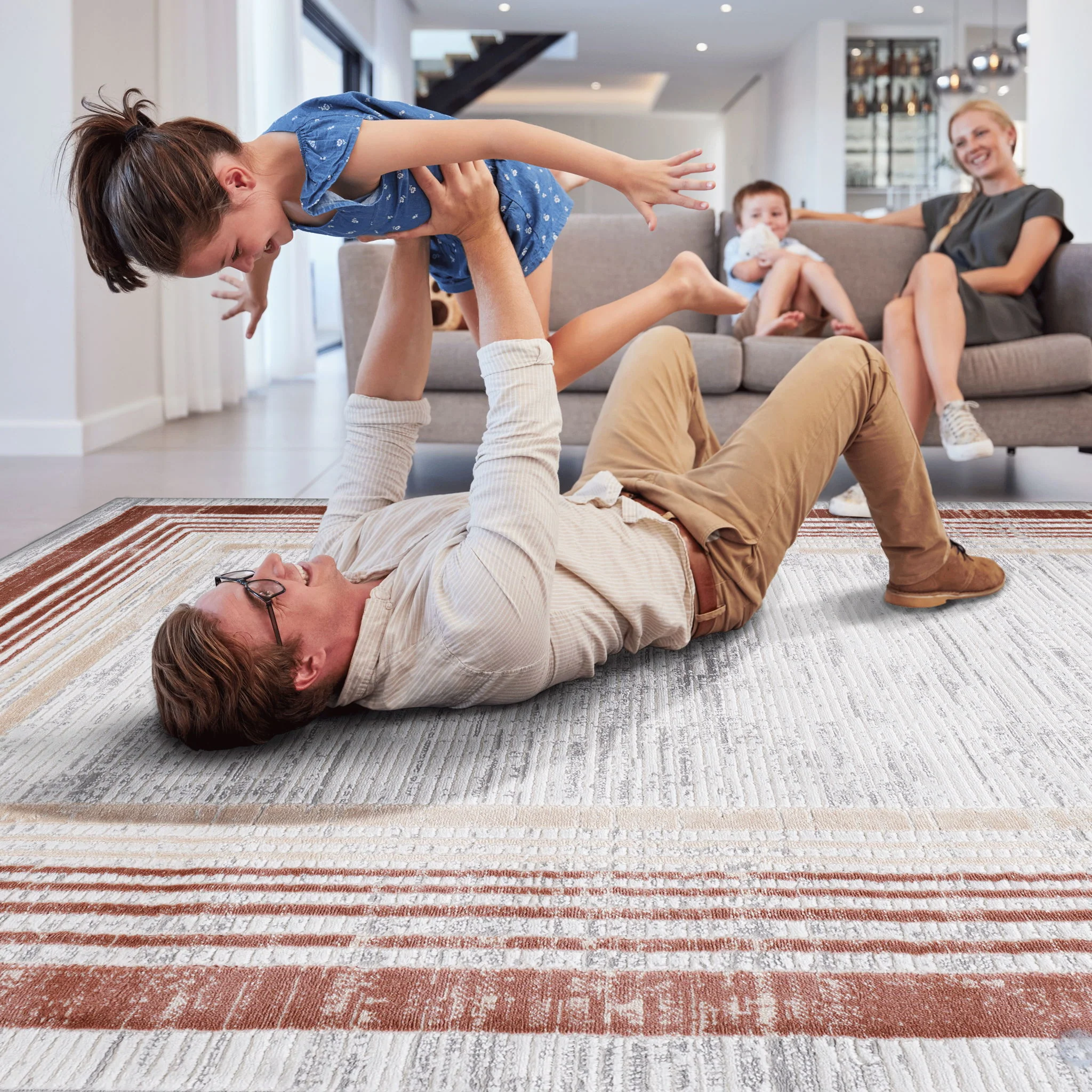 Marfi - 6' X 9' Bordered Area Rug - Brown / Ivory - Image 2