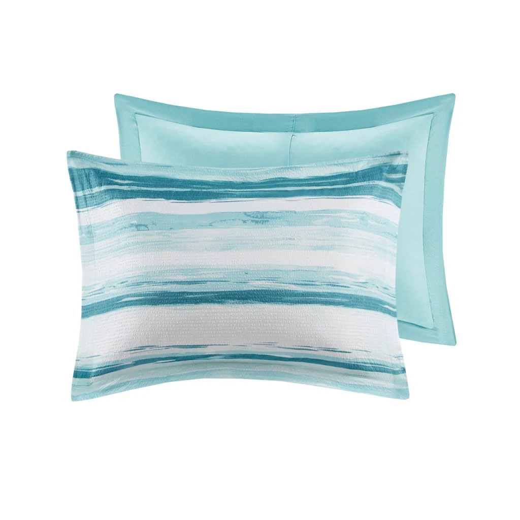 Marina - 8 Piece Printed Comforter And Coverlet Set Collection - Aqua - Image 3