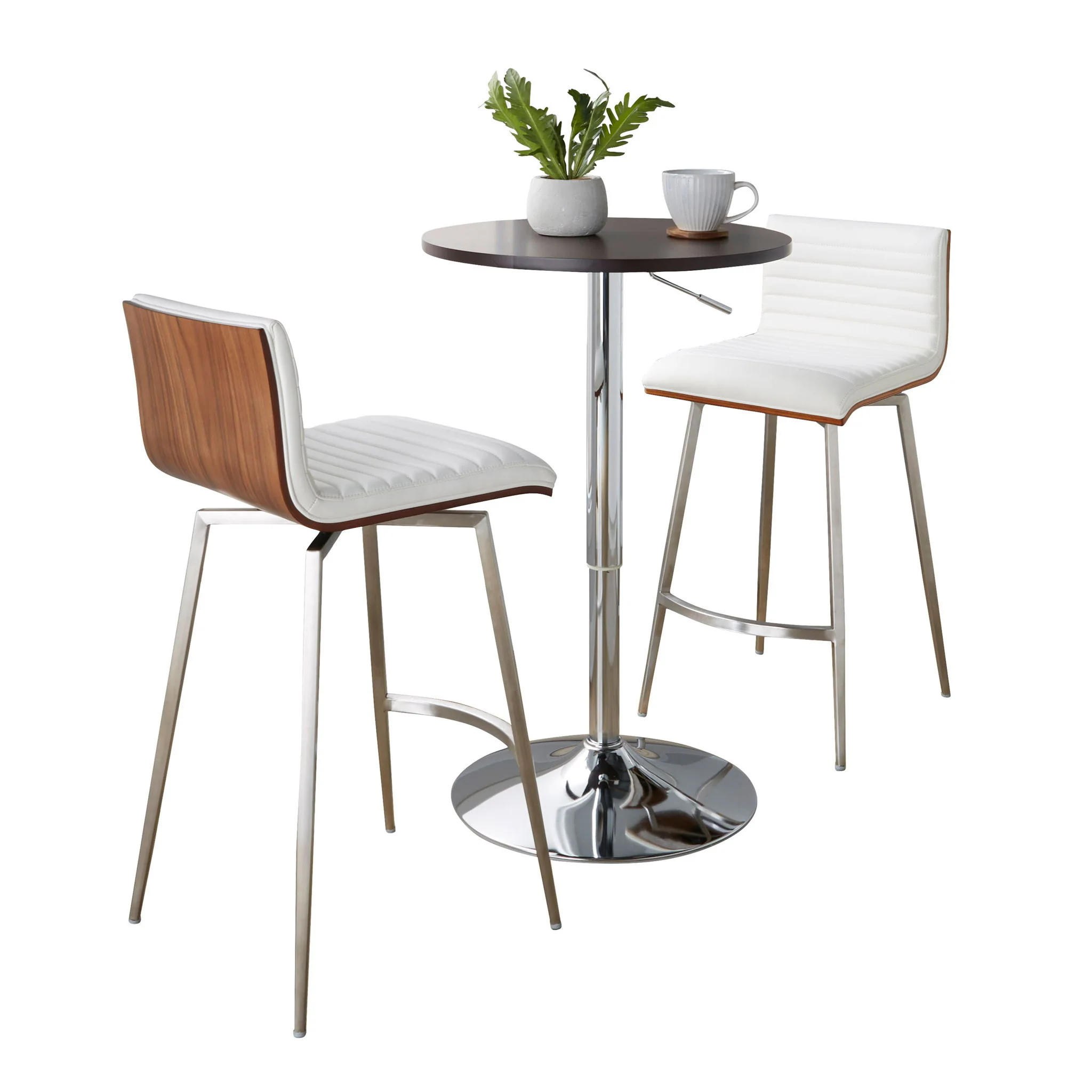 Mason - 3 Piece Swivel Mid Century Modern Counter Height Dining Set With Adjustable Table - Image 3