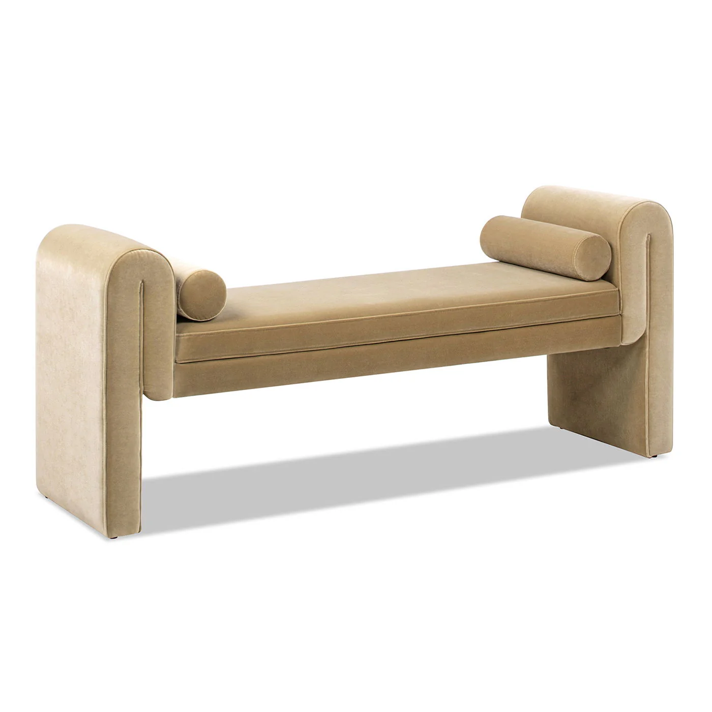 Mason - Arched Arm Bench With Bolster Pillows - Camel Brown Beige - Image 3