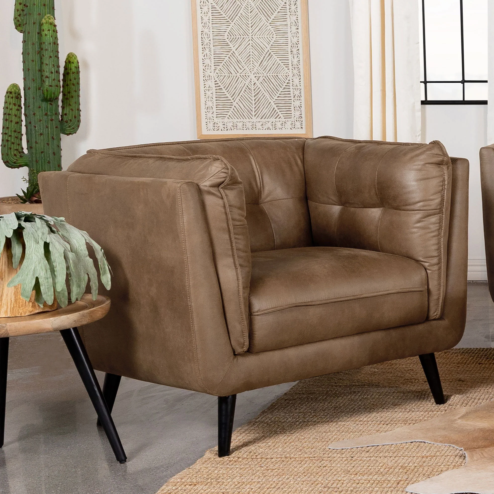 Maximillion - Tuxedo Arms Chair - Brown - Image 4