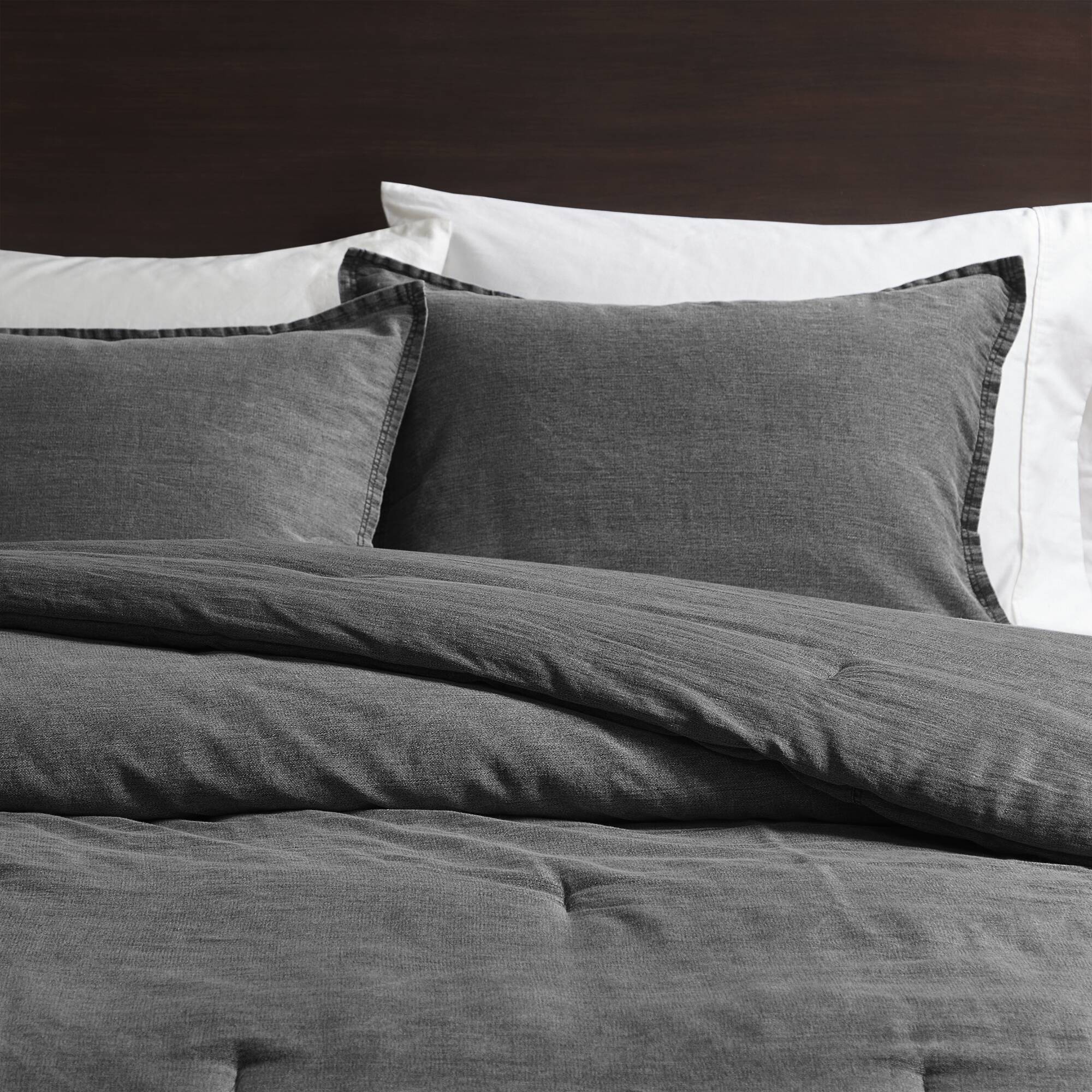 Mckenzie - 3 Piece Full/Queen Twill Washed Comforter Set - Gray - Image 4