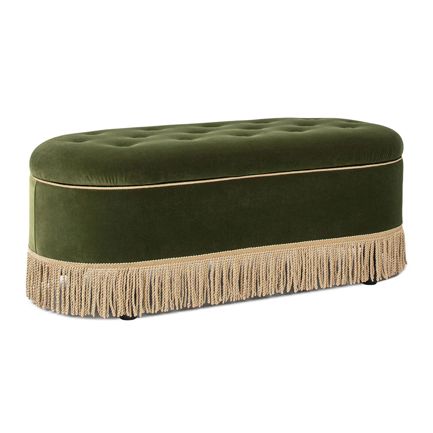 Melinda - Oval Tufted Bullion Fringe Storage Bench - Image 3