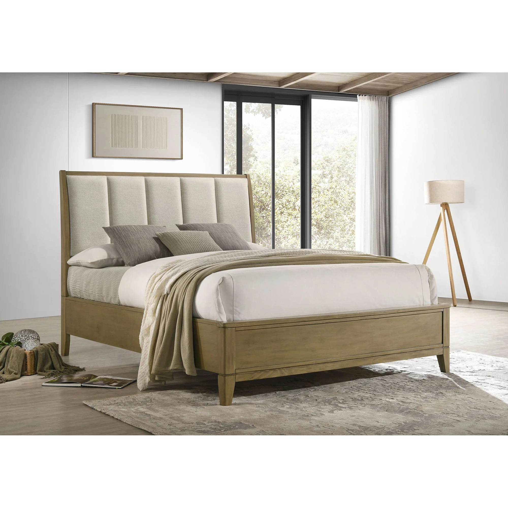 Menlo - Queen Upholstered Panel Bed - Natural - Image 4