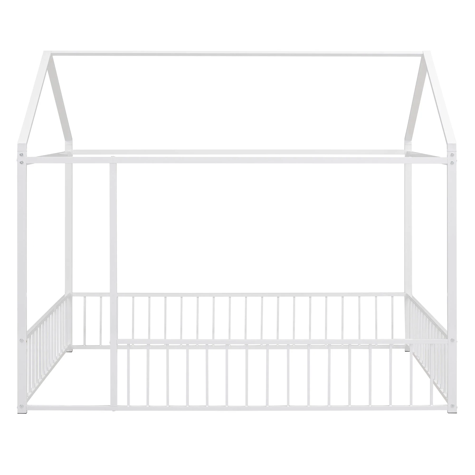 Metal Bed House Bed Frame With Fence - Image 21