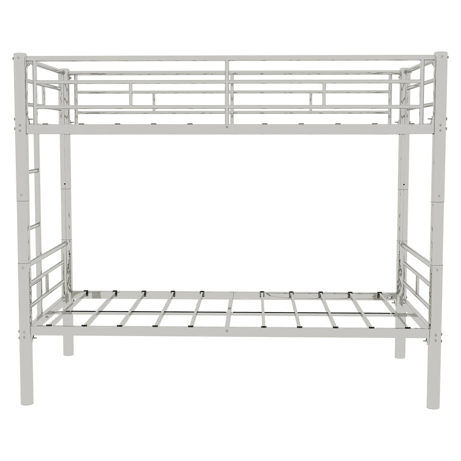 Metal Bunk Bed For Kids, Convertible Bedframe With Ladders & Guardrail - Image 4