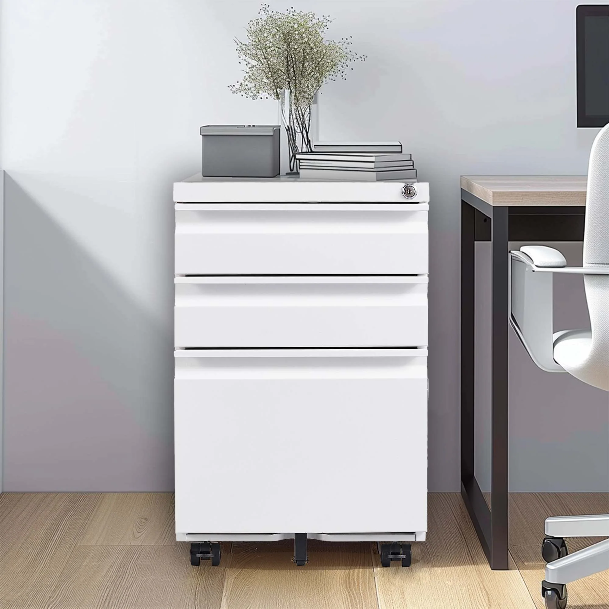 Metal Drawer Mobile File Cabinet With Lock For Home Office Organizer - Image 13