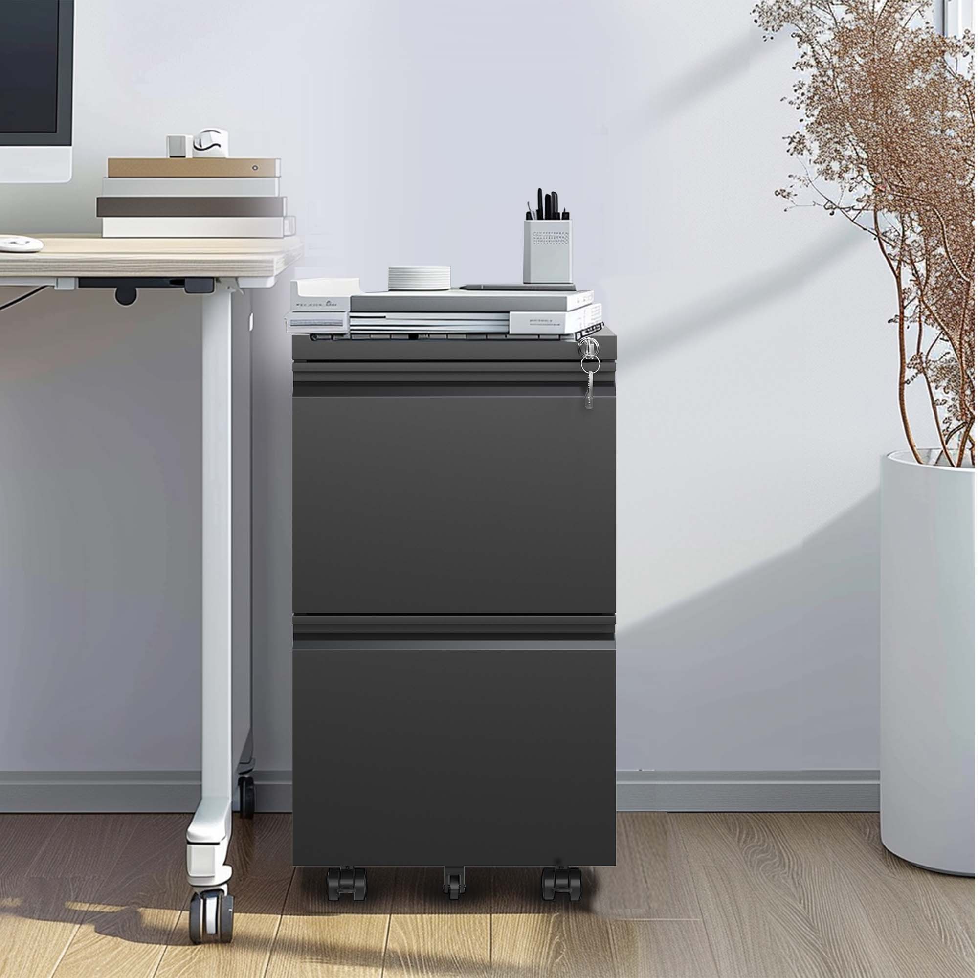 Metal Drawer Mobile File Cabinet With Lock For Home Office Organizer - Image 14