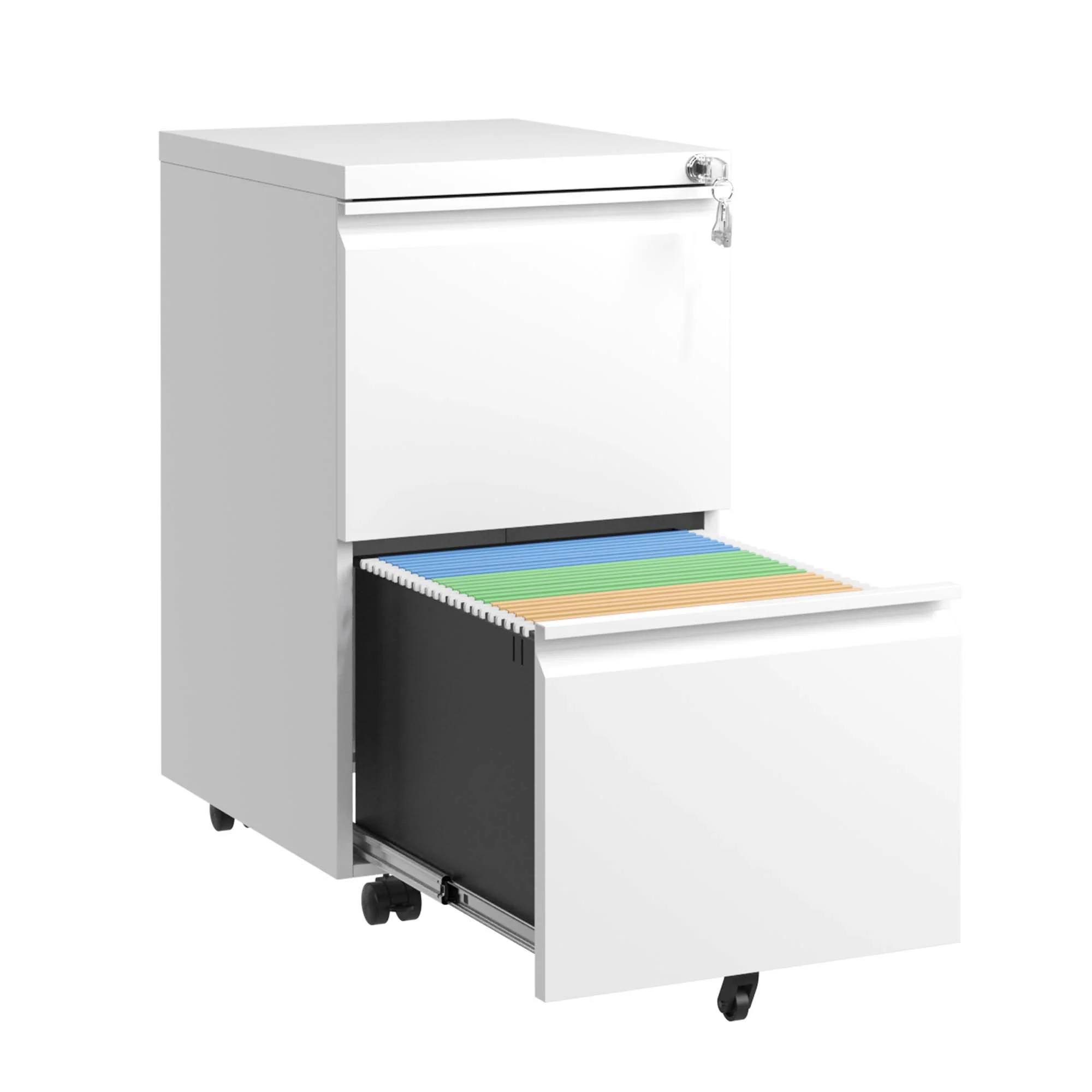 Metal Drawer Mobile File Cabinet With Lock For Home Office Organizer - Image 15