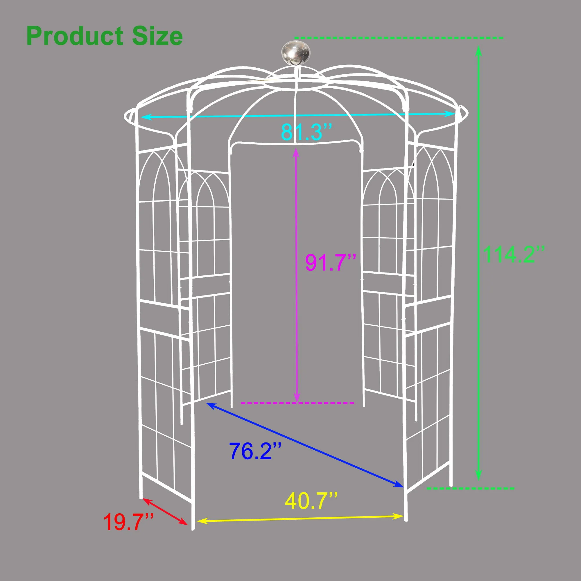 Metal Garden Arch Iron Garden Arbors Gazebo Dia High Birdcage Shape Pergola Pavilion For Wedding Ceremony - Image 8