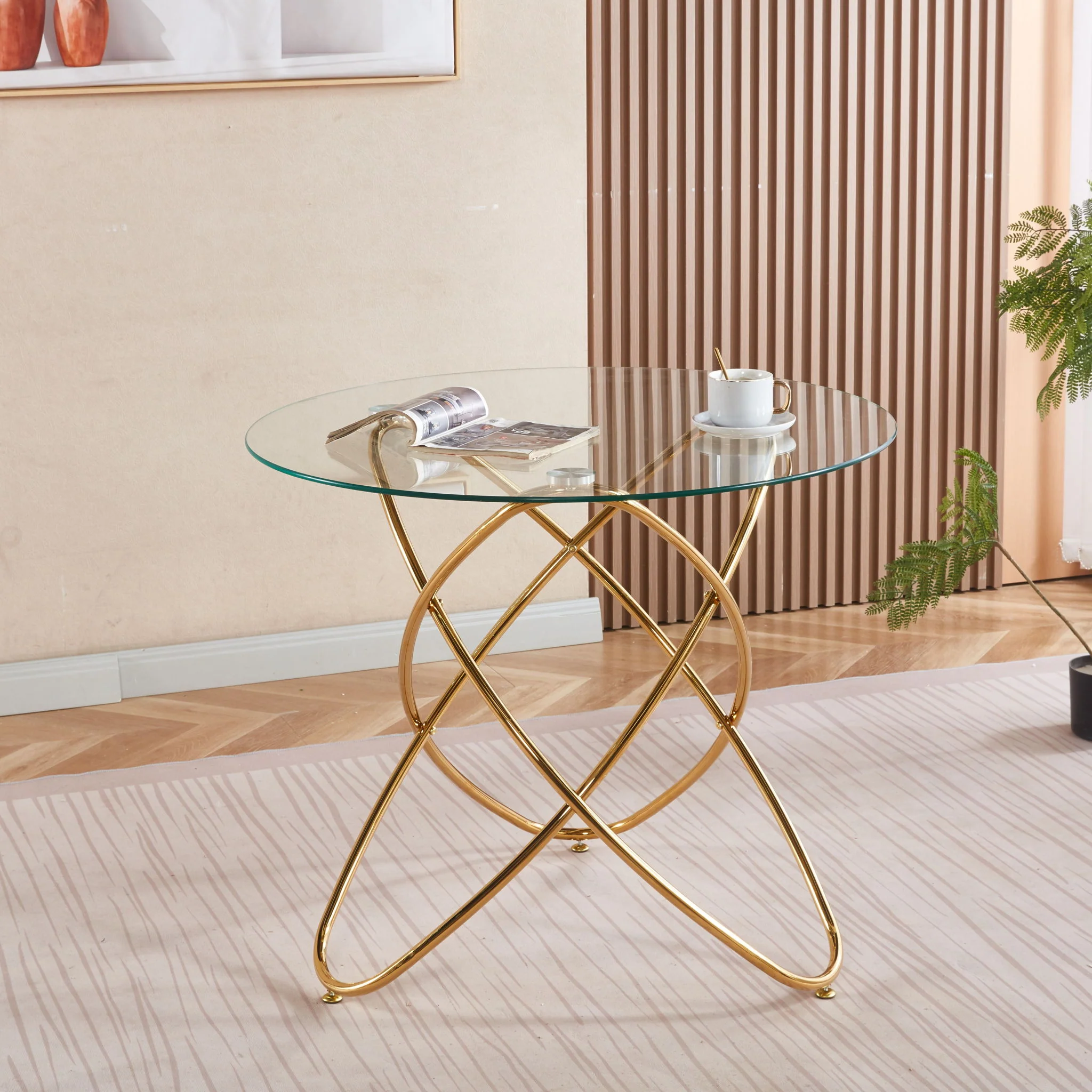 Metal Leg Dining Table With Tempered Glass Top - Image 4