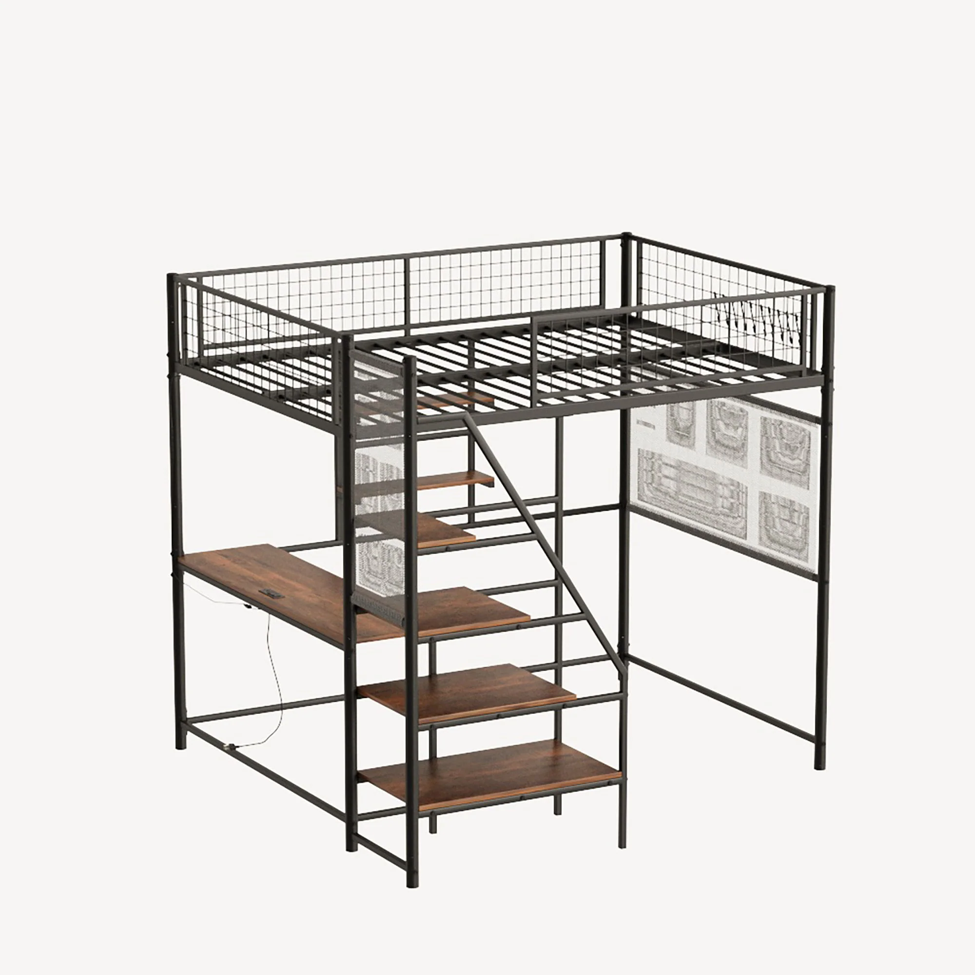 Metal Loft Bed With Built - In Charging Station And LED Light - Image 5