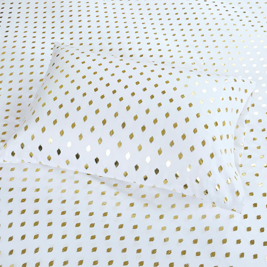 Metallic Dot - Printed Sheet Set - White / Gold - Image 2