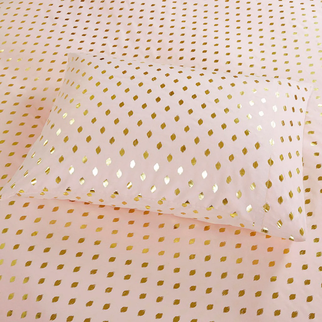 Metallic Dot - Twin Printed Sheet Set - Blush / Gold - Image 2