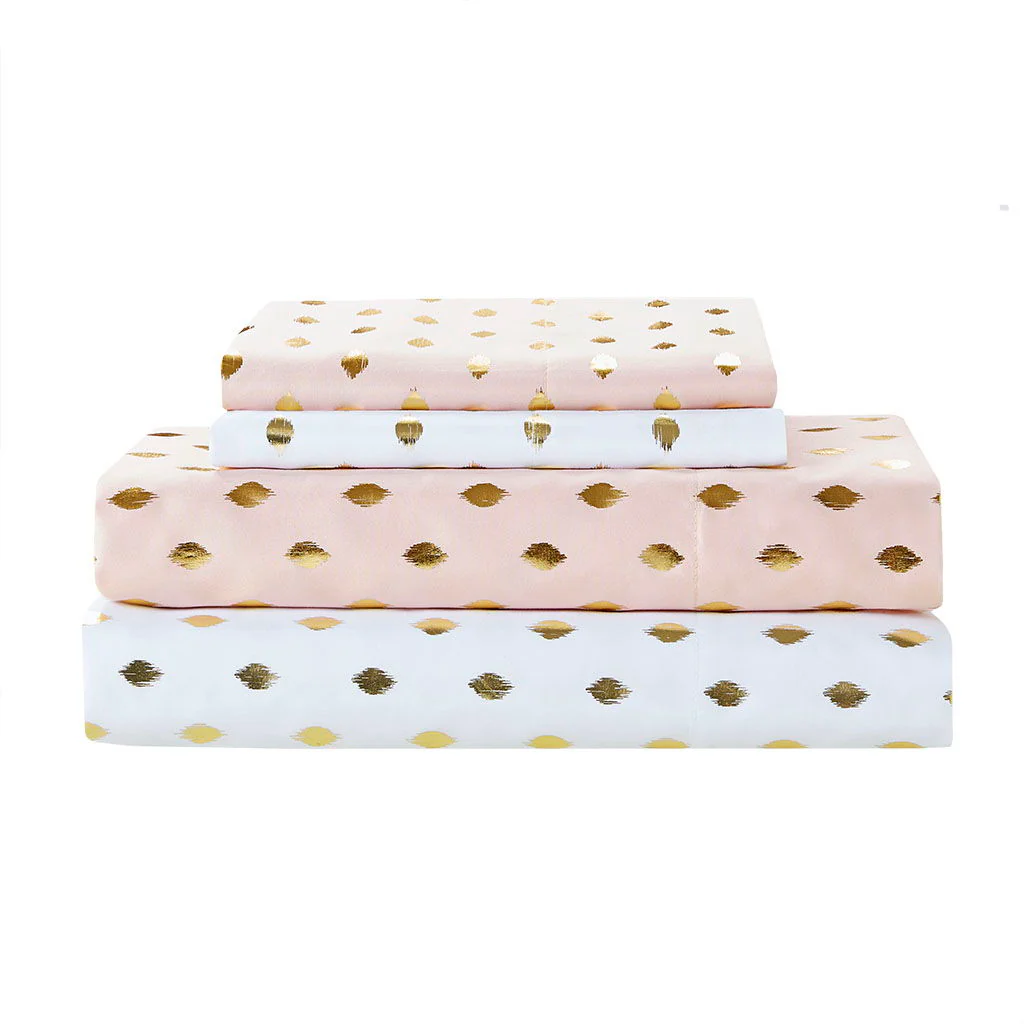 Metallic Dot - Twin Printed Sheet Set - Blush / Gold - Image 3