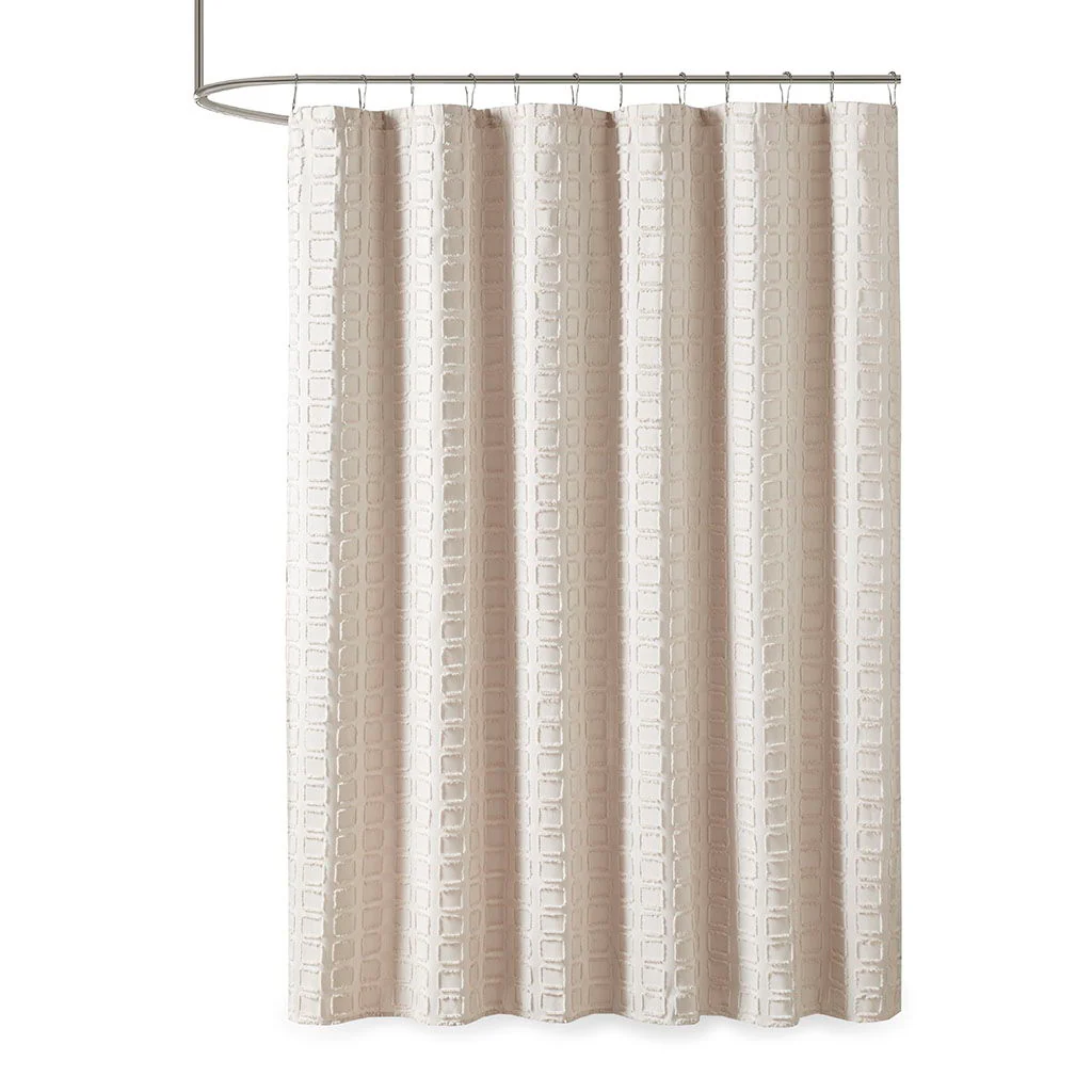 Metro - Woven Clipped Solid Shower Curtain - Sand - Image 4