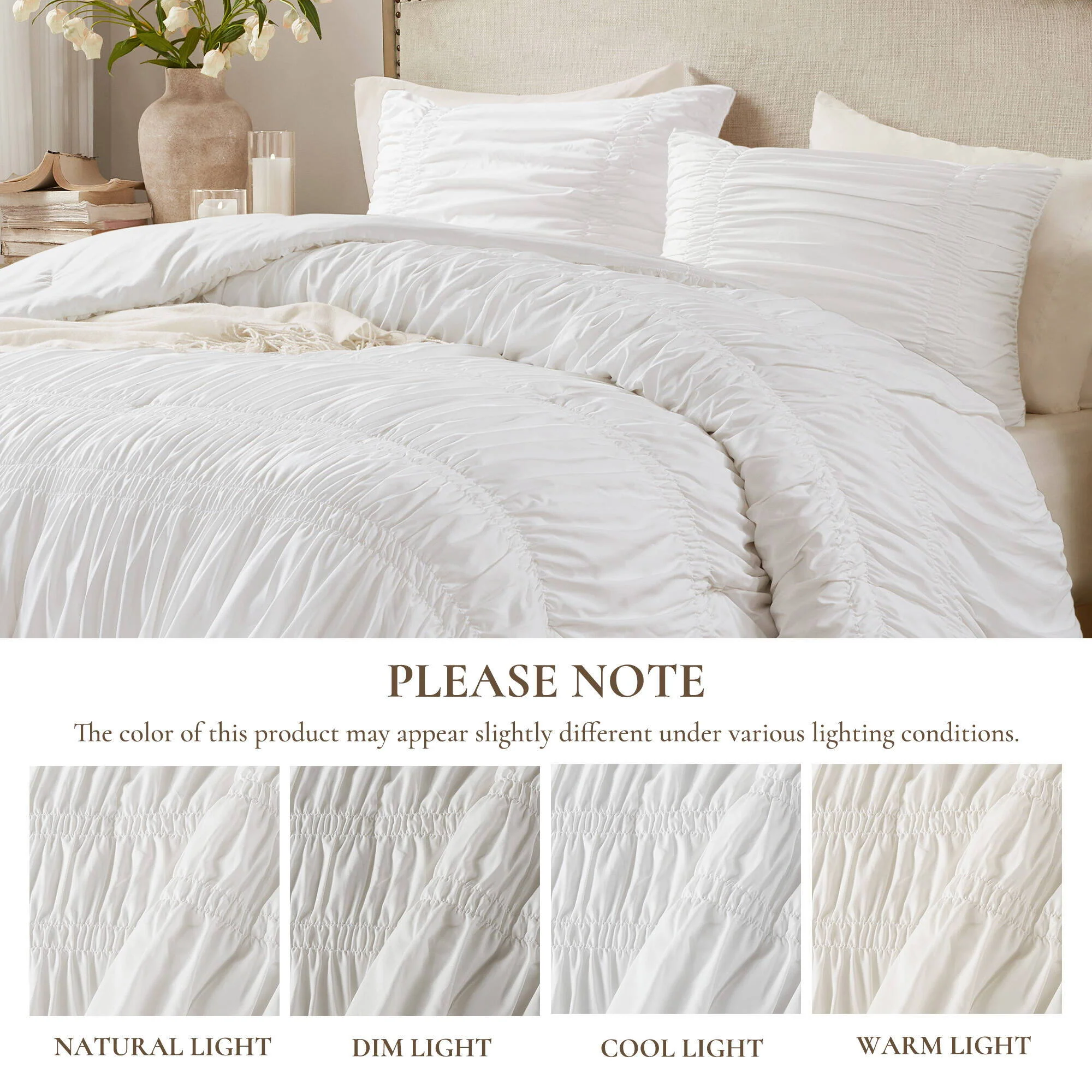Mia - 2 Piece Twin/Twin Long Comforter Set - White - Image 2