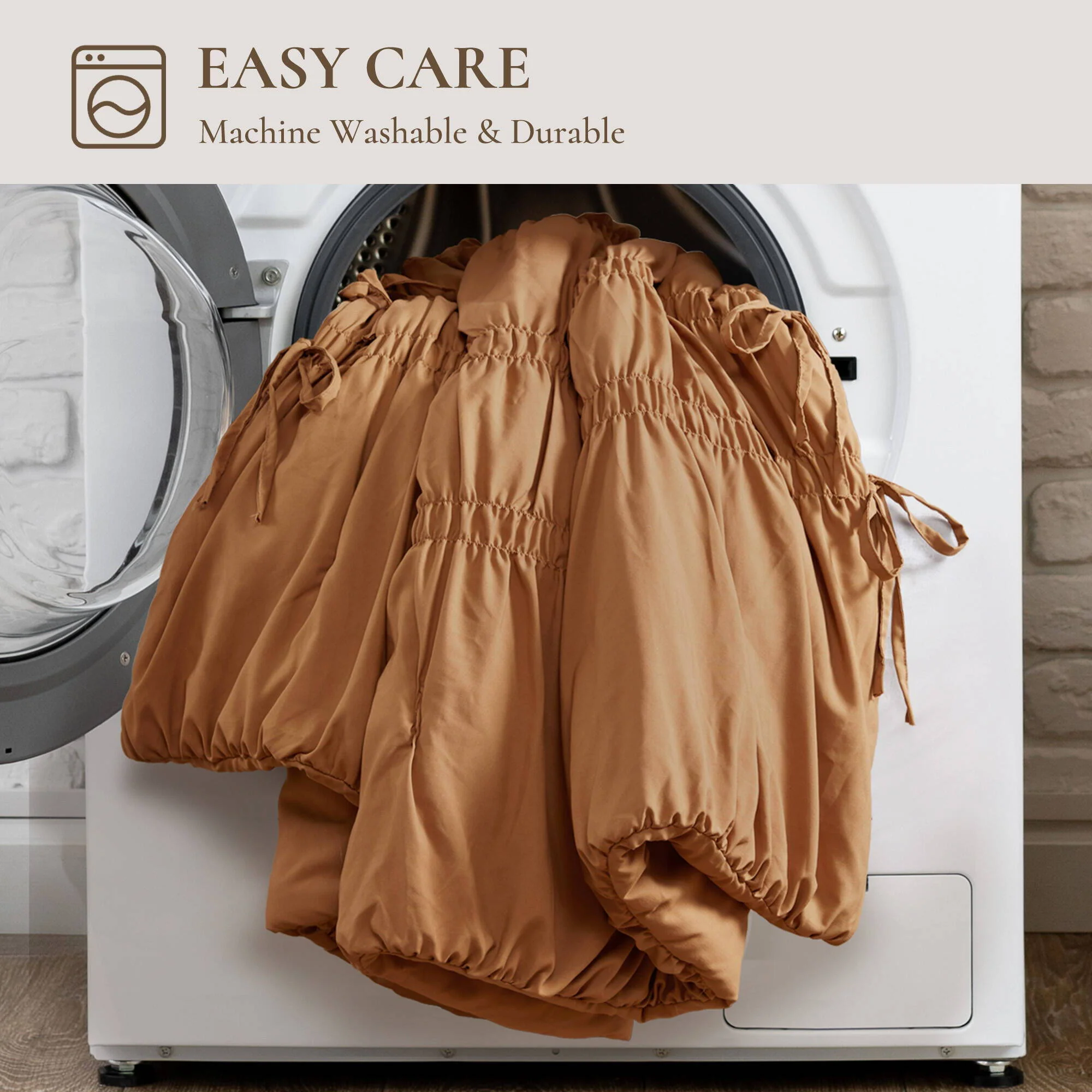 Mia - 3 Piece Queen Comforter Set - Brown - Image 4
