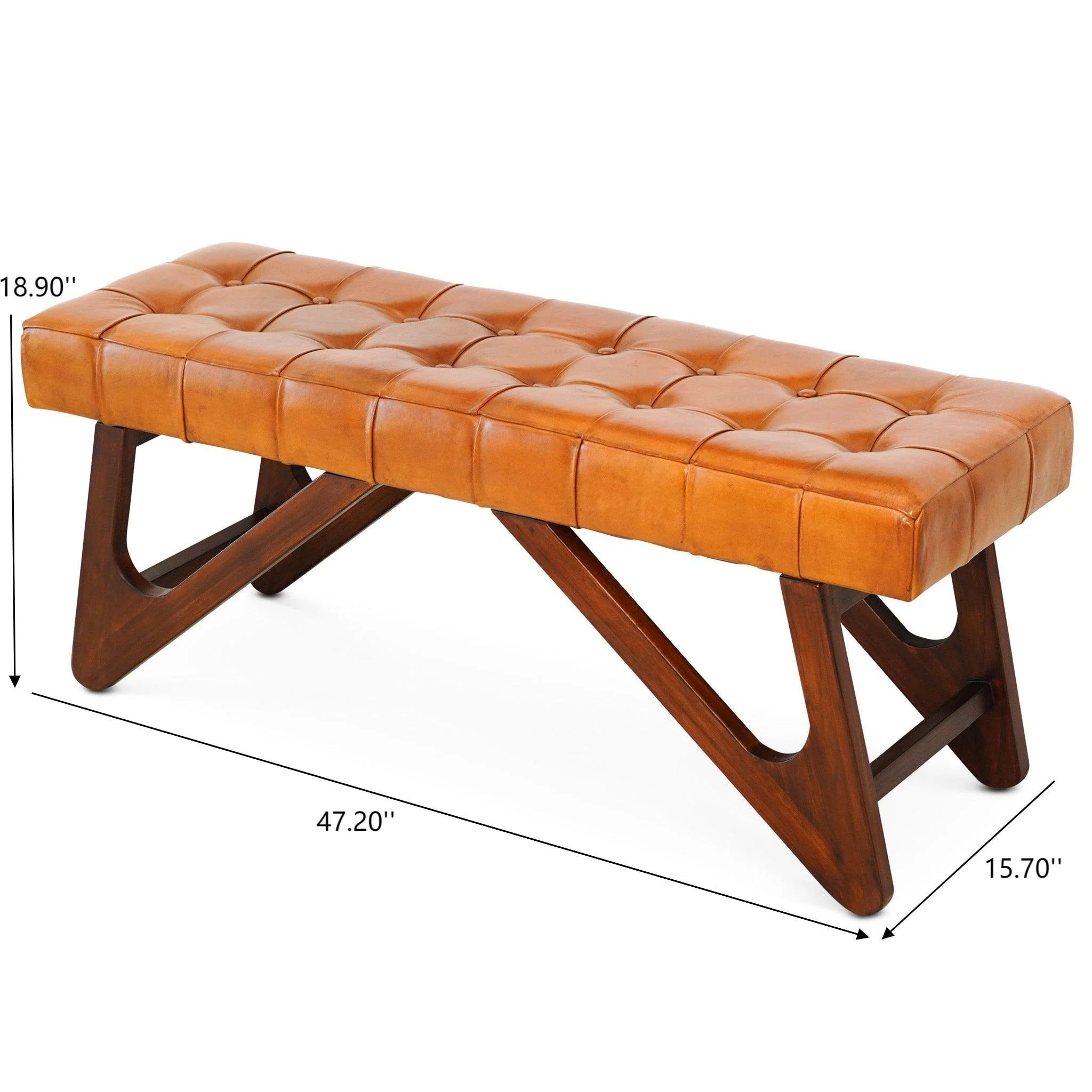 Mia - Bench With Buttons - Brown / Rustic - Image 2