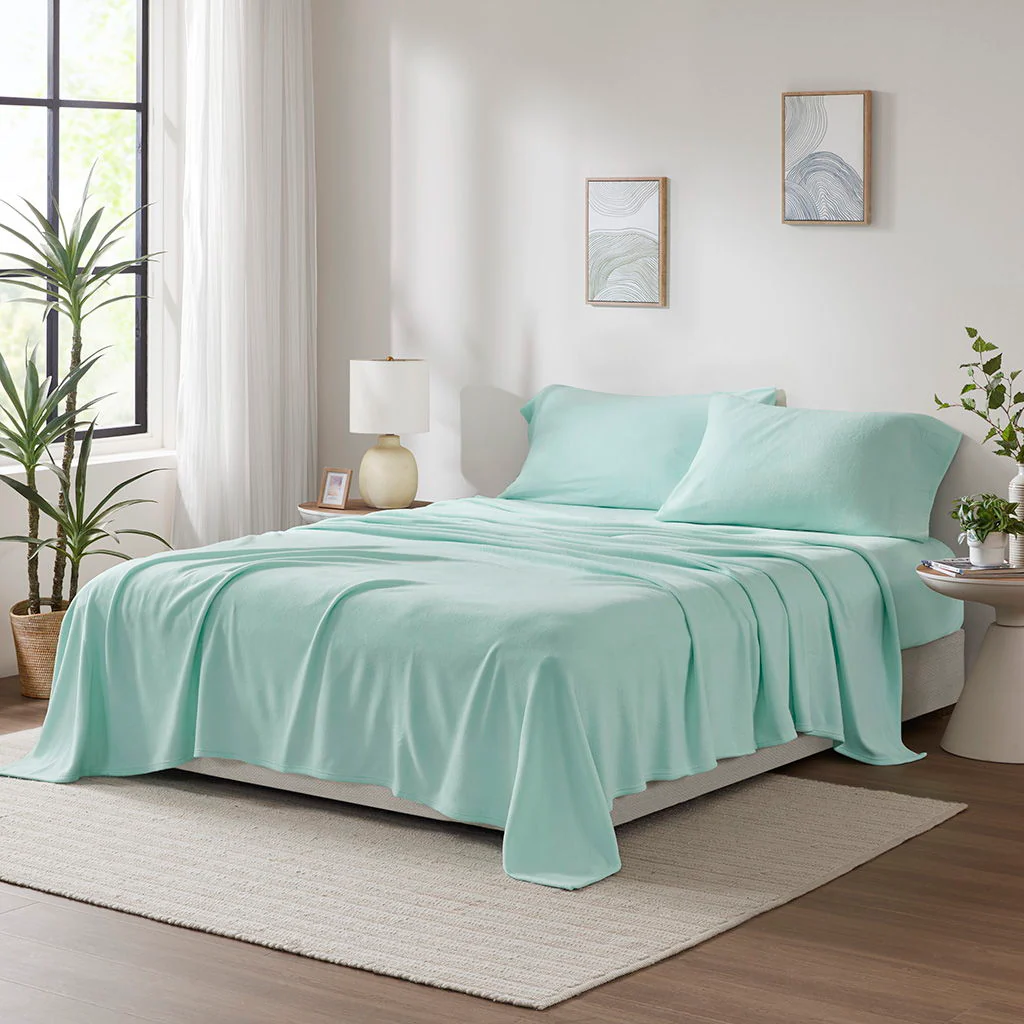 Micro Fleece - 4 Piece Full Sheet Set - Aqua