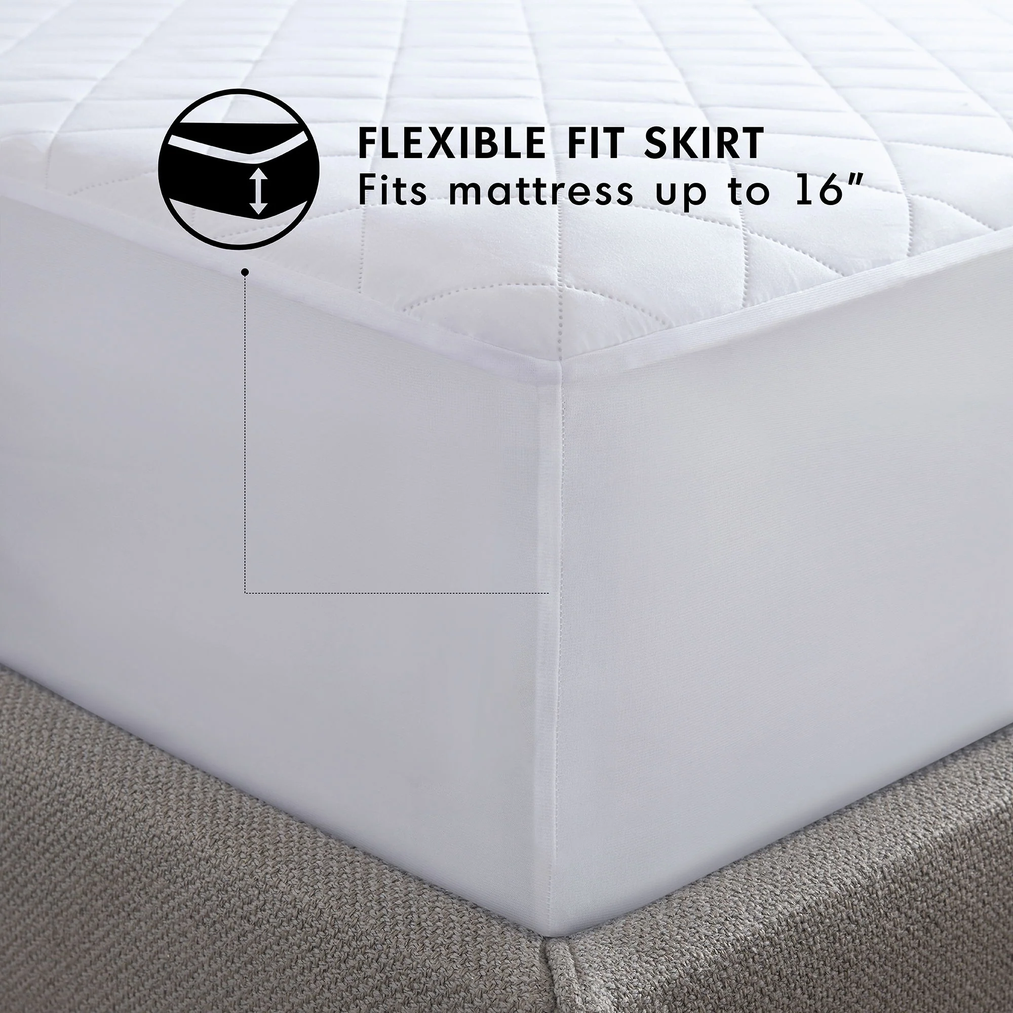 Microfiber Essential Waterproof - Full Waterproof Mattress Pad - White - Image 3
