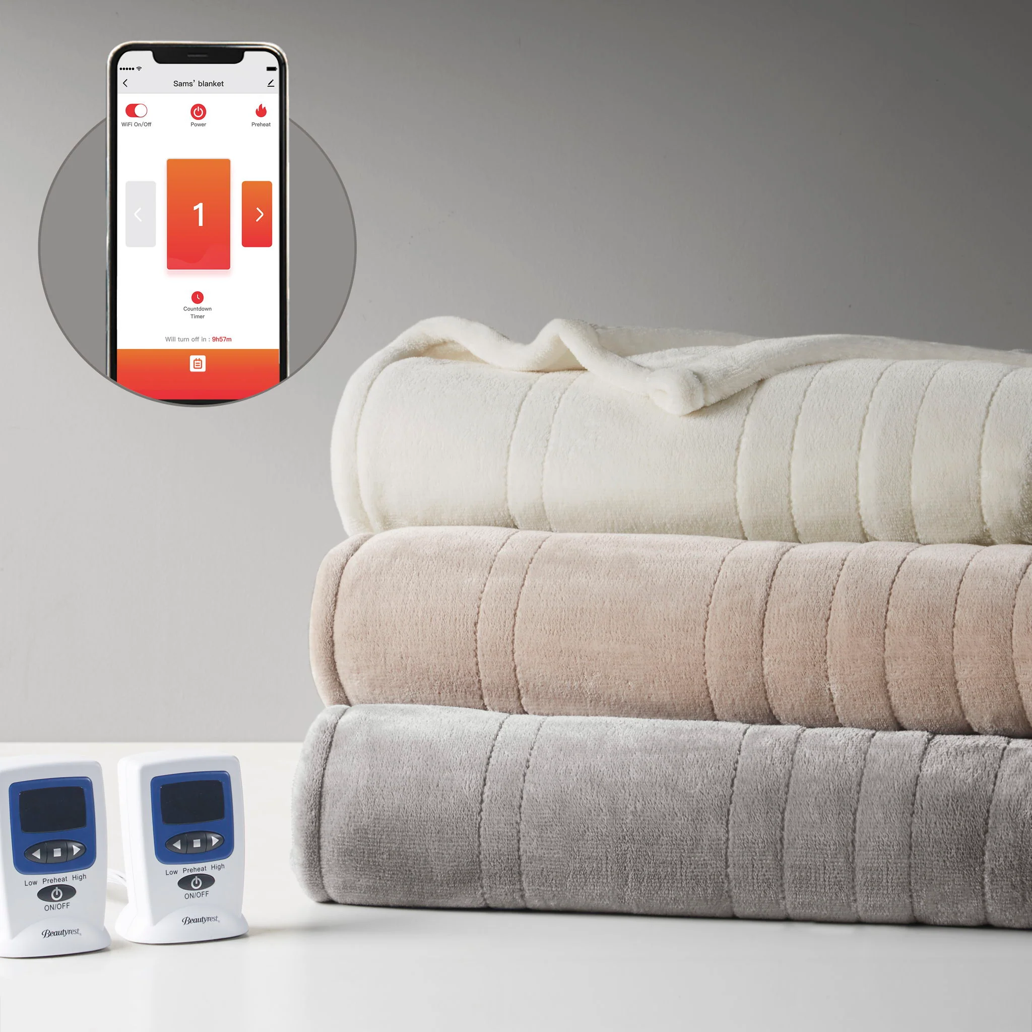 Microplush - King Heated Blanket With Wifi Technology - Ivory - Image 2