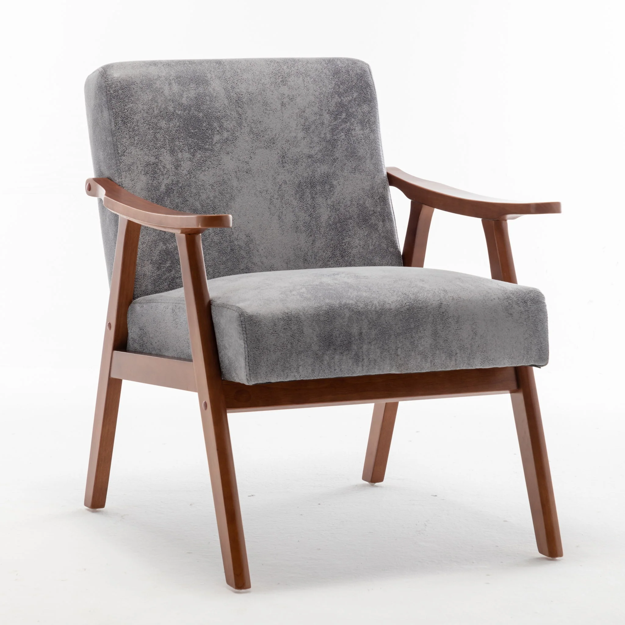Mid Century Modern Accent Chair With Solid Wood Frame And Extra Thick Backrest - Image 3