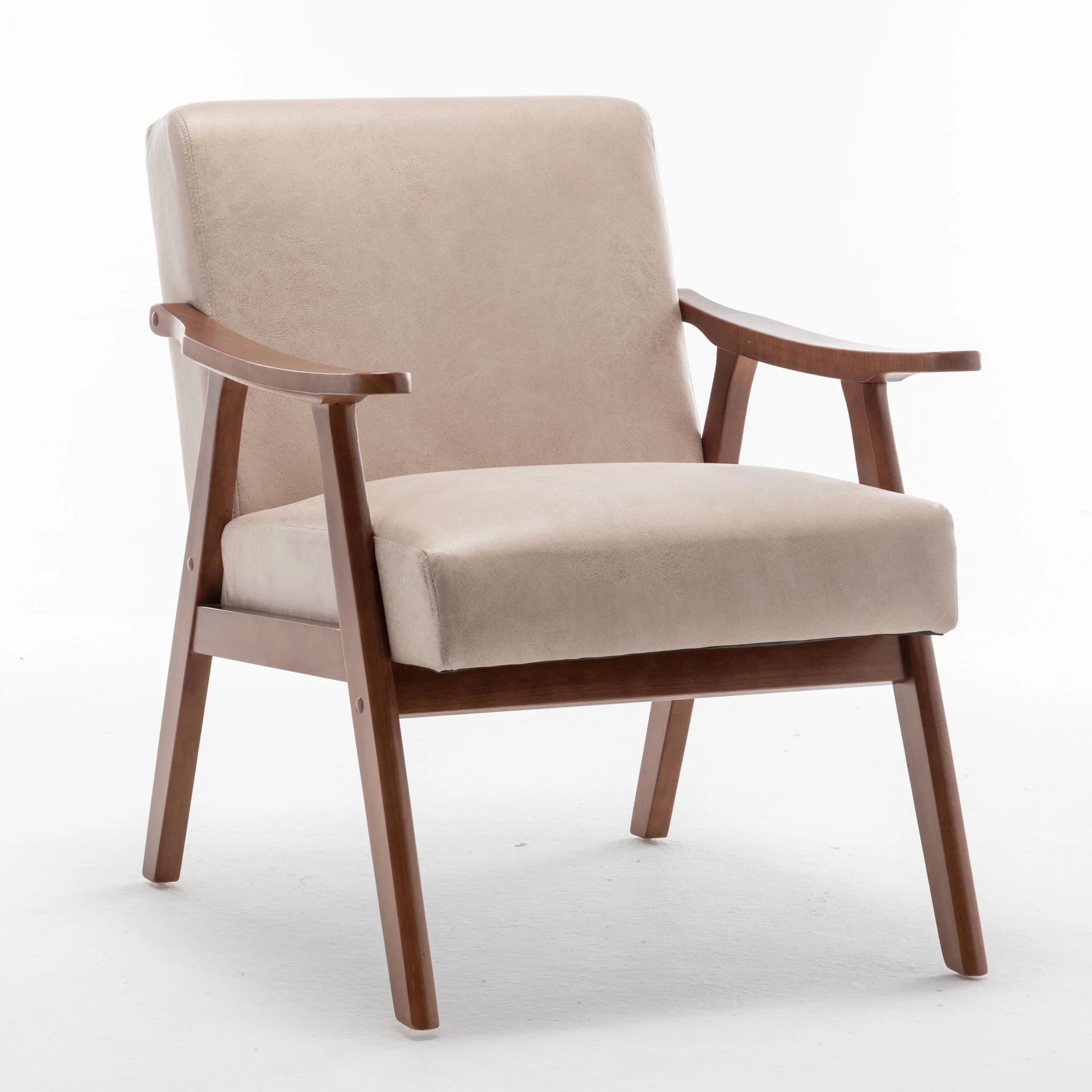 Mid Century Modern Accent Chair With Solid Wood Frame And Extra Thick Backrest - Image 4