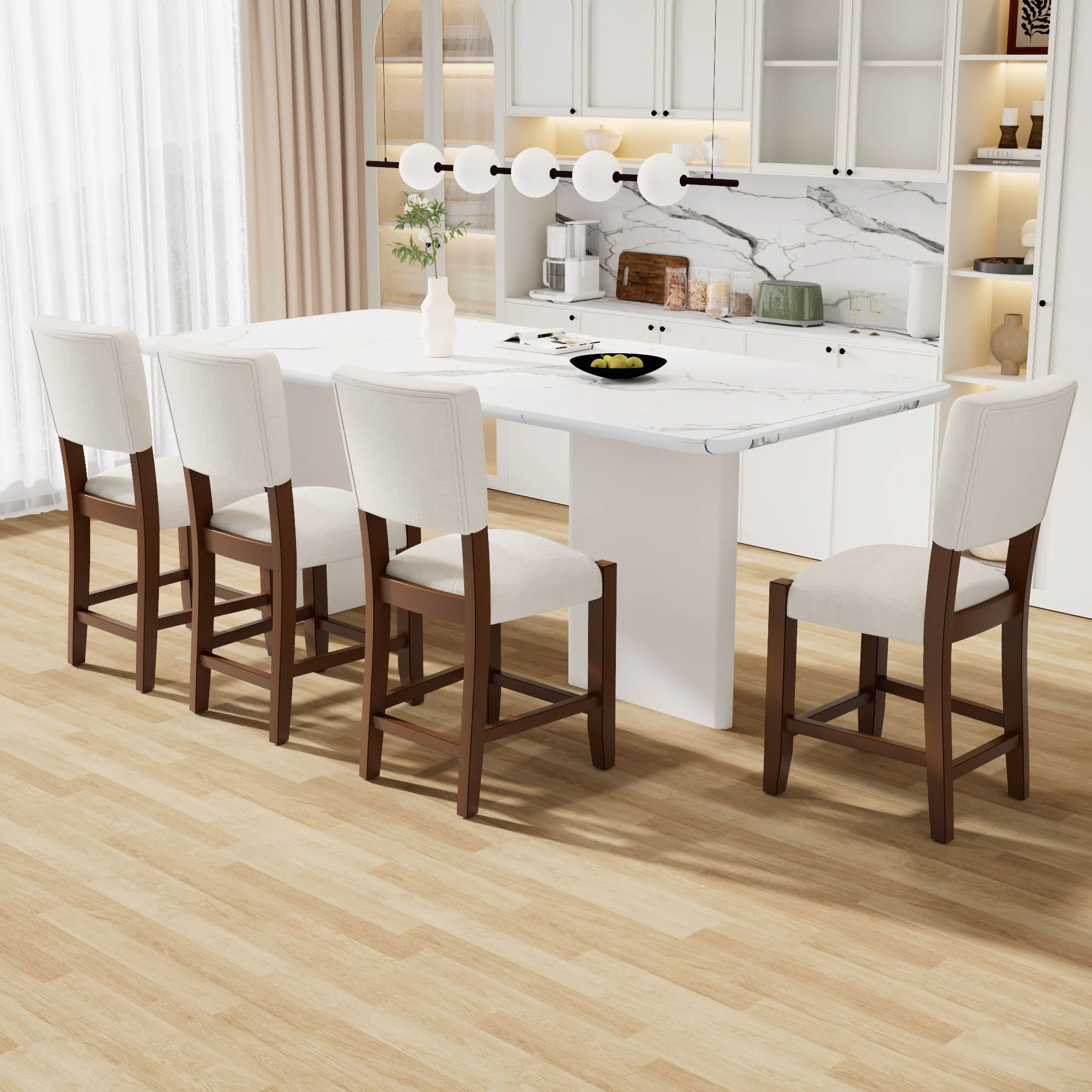 Mid Century Modern Bar Stools, Upholstered Counter Chairs - Image 5
