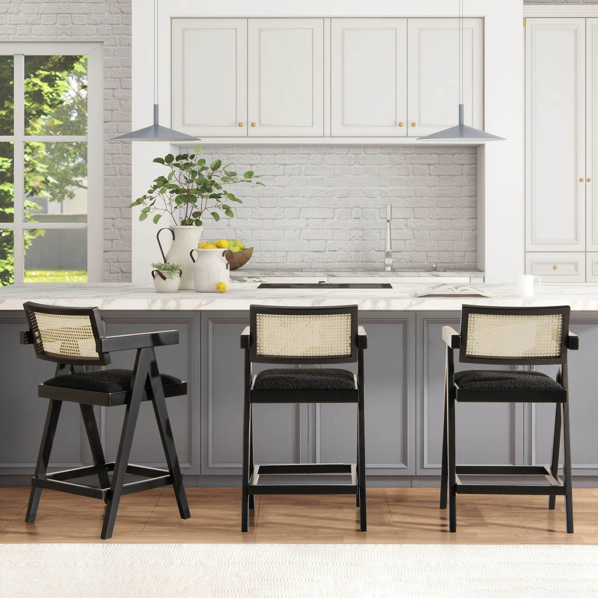 Milan - Modern Webbing Back Stool With Arms (Set of 3) - Image 4