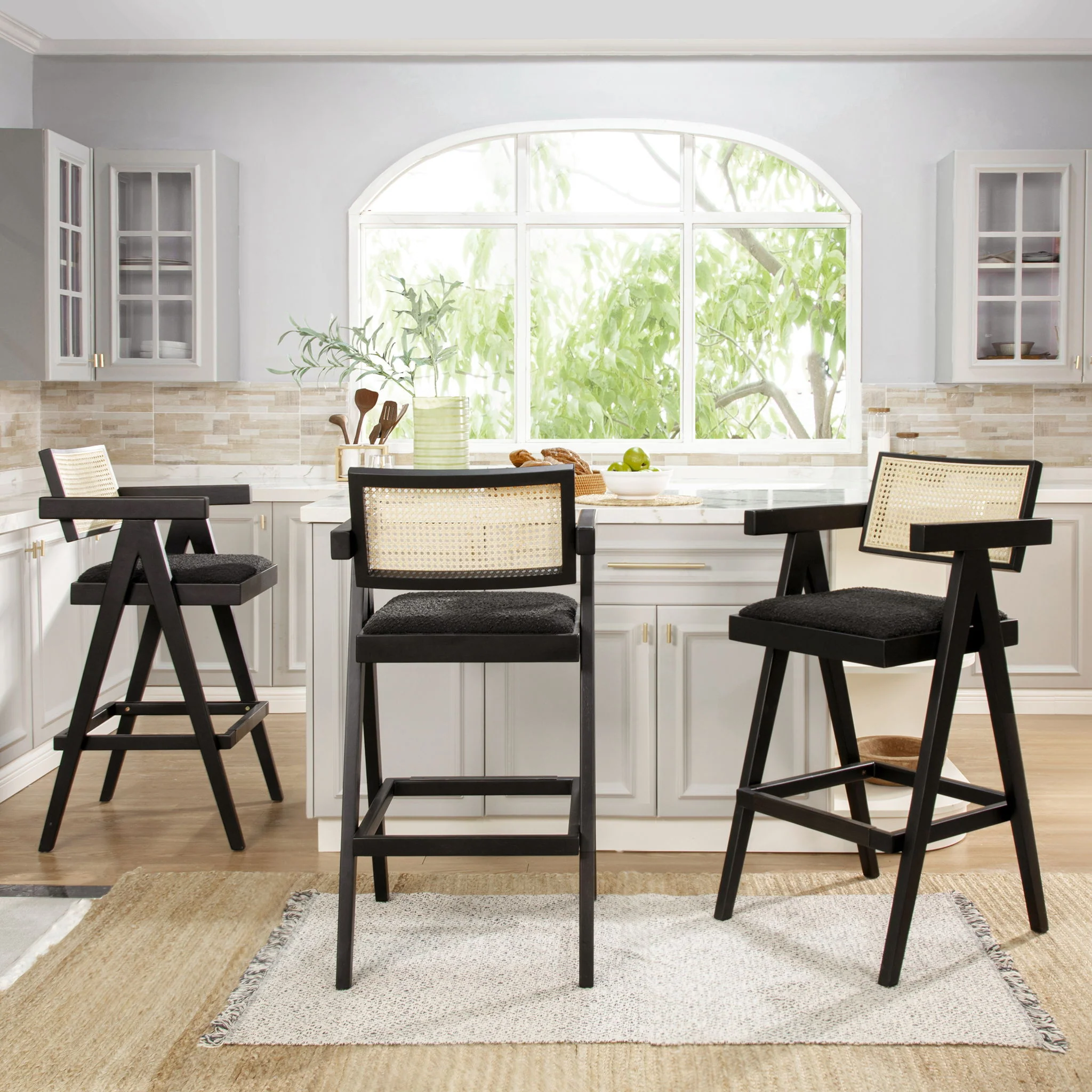 Milan - Modern Webbing Back Stool With Arms (Set of 3) - Image 7