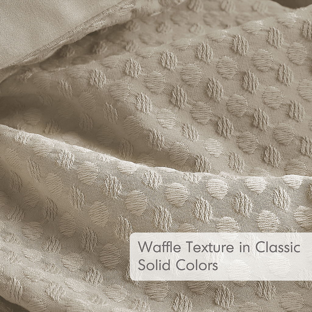 Mina - King/California King Waffle Weave Textured Duvet Cover Set - Neutral - Image 3