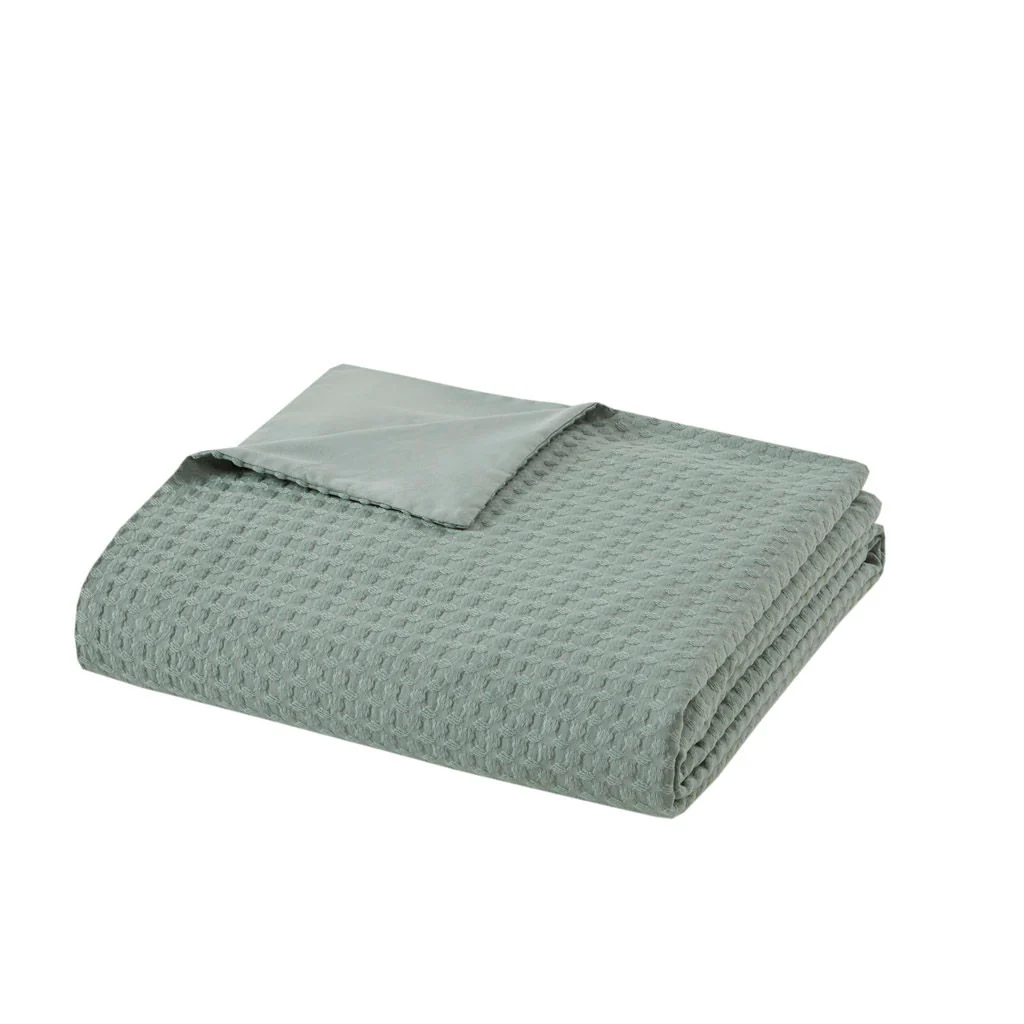 Mina - Twin/Twin XL Weave Textured Duvet Cover Set - Sage Green - Image 4