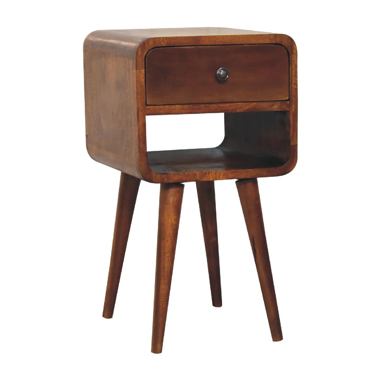 Mini Chestnut Curve Lower Bedside Nifhtstand - Image 4