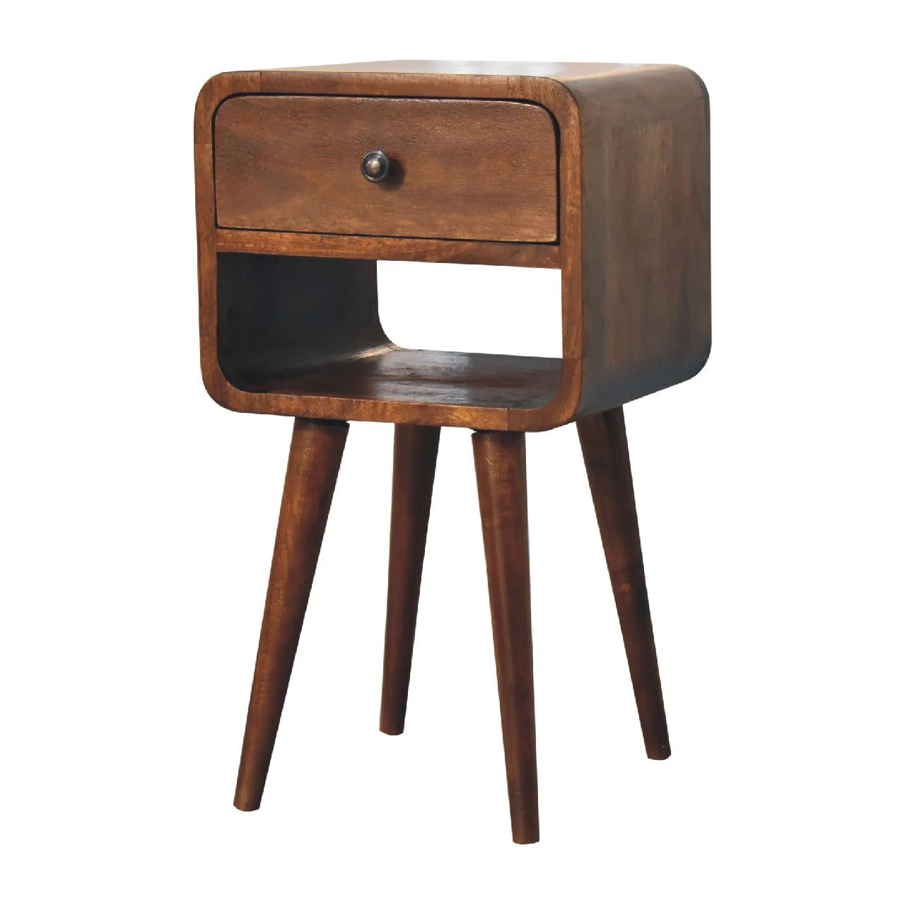 Mini Chestnut Curve Lower Bedside Nifhtstand - Image 5