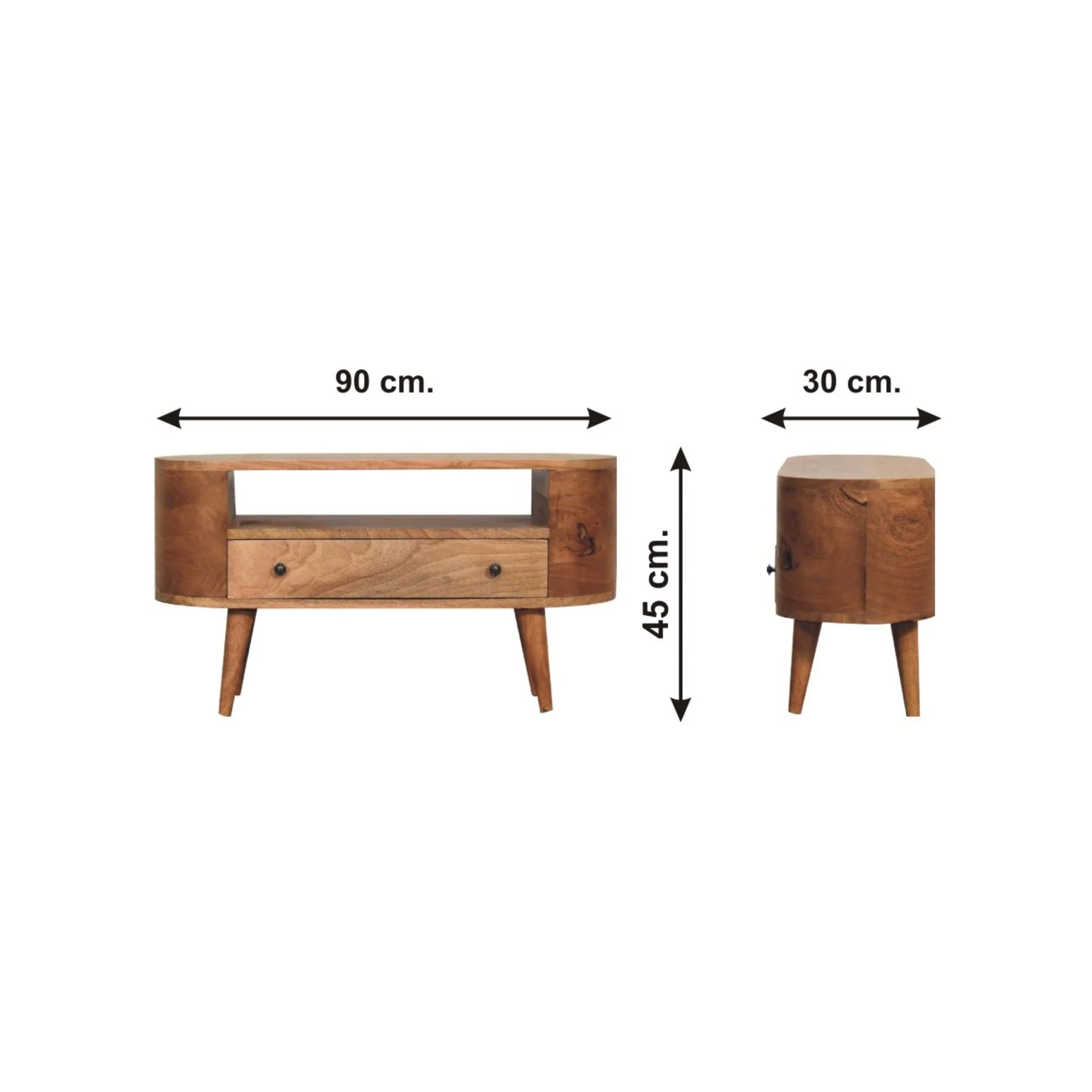 Modern Mini Rounded Entertainment Unit - Oak - Image 3