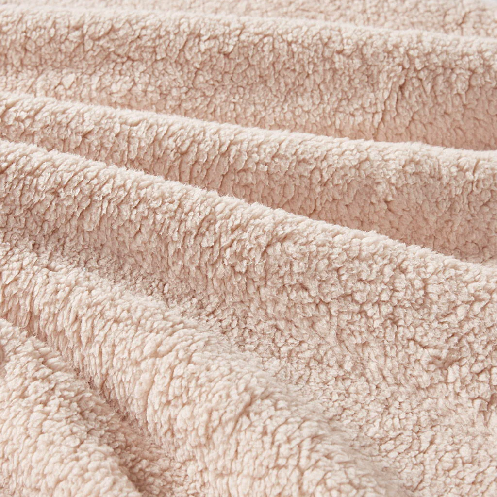 Mira - Crushed Velvet Sherpa Reversible Comforter Set - Blush - Image 4