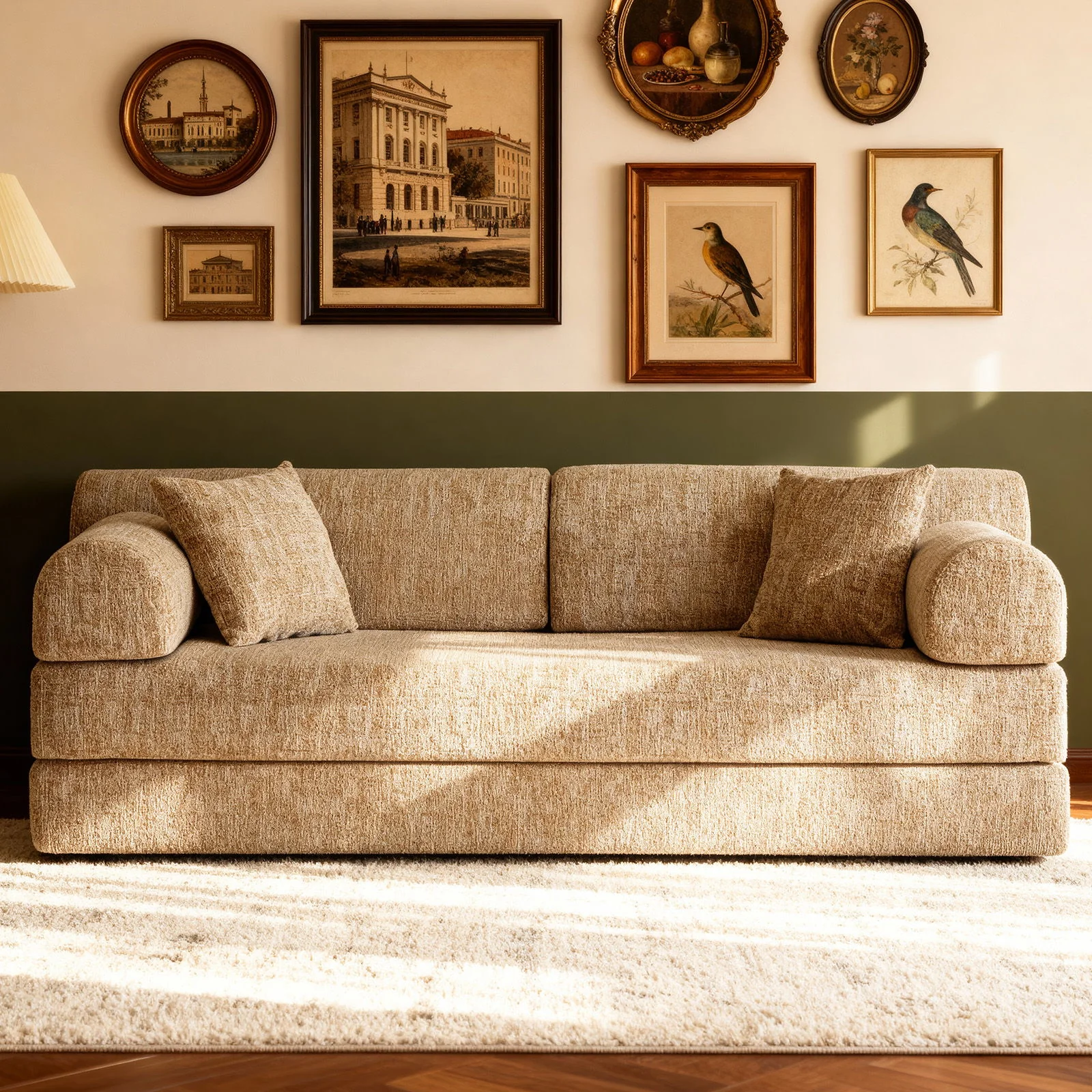 Modern 2 Tone Fabric Convertible Sleeper Sofa Bed - Image 13