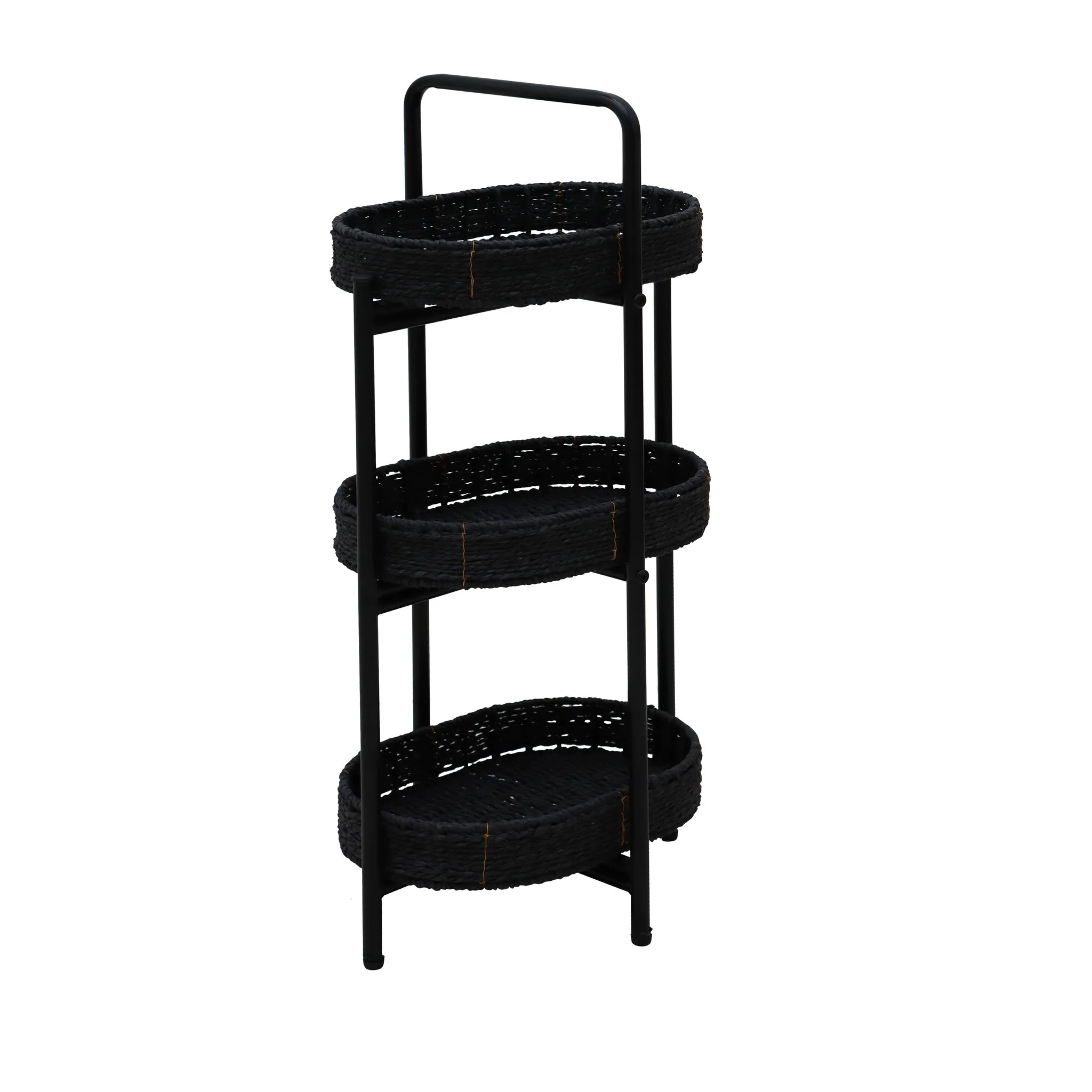 Modern 3 Tier Handwoven Side Table With Oval Organizer - Image 2